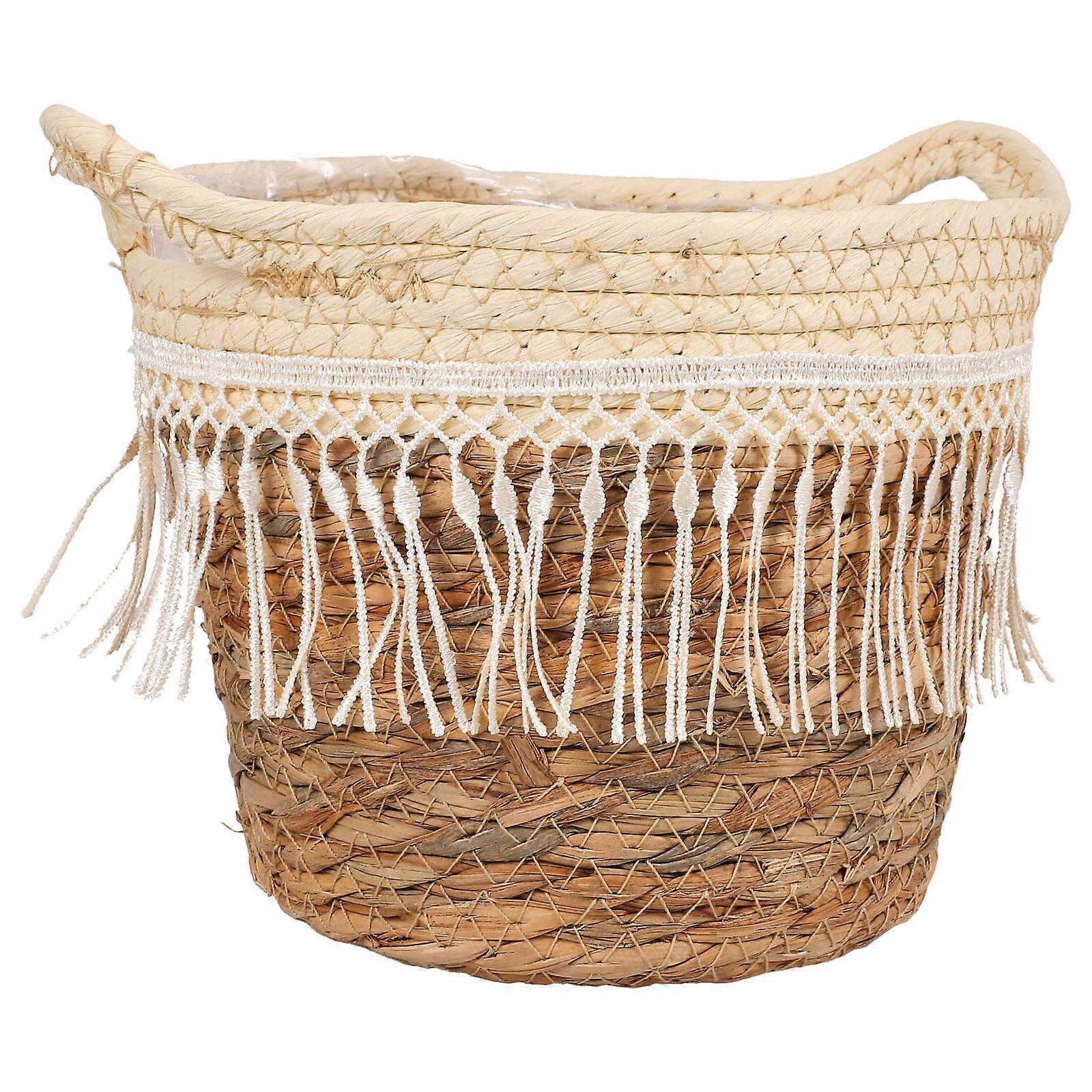 Basket Planter with Liner Cotton Rope Material Decorative Item for Living .3×7.5×6.7in