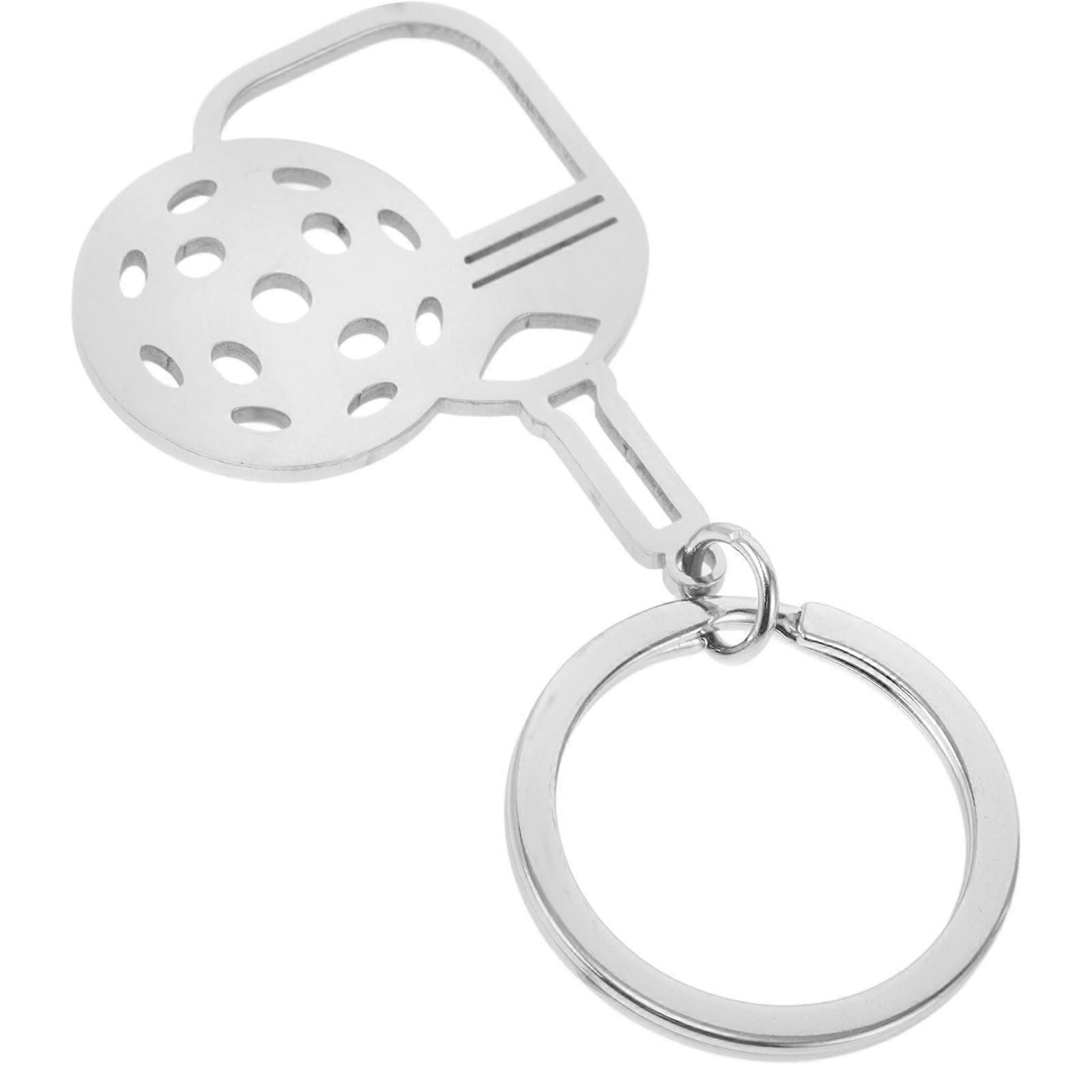 It sounds like you're describing a product listing for a **Stainless Steel Mini Pickleball Paddle and Ball Keychain**—likely intended for an online
