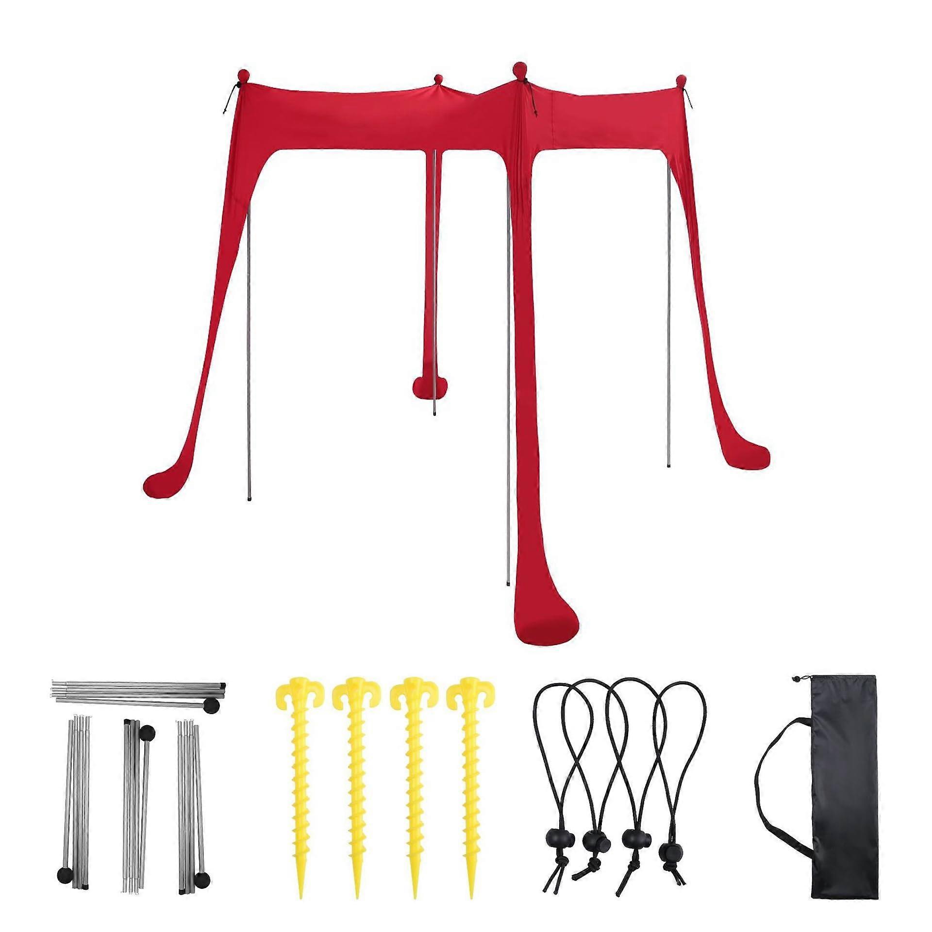 Beach Tent, UPF50 Awning, Portable Shelter for Camping, Fishing, Picnics, Red