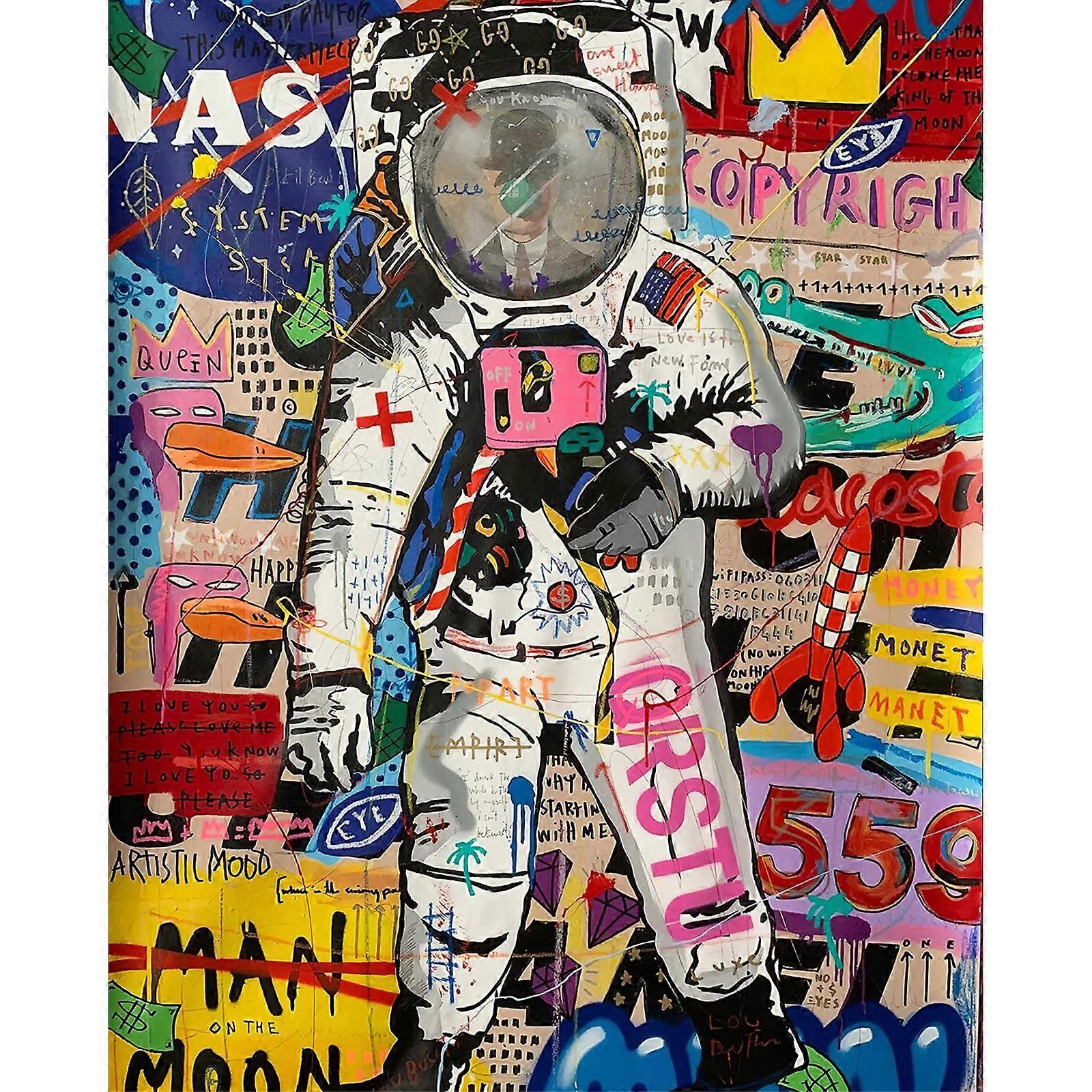 Graffiti Paint by Number for Adults Abstract Astronaut DIY Oil Painting Kits