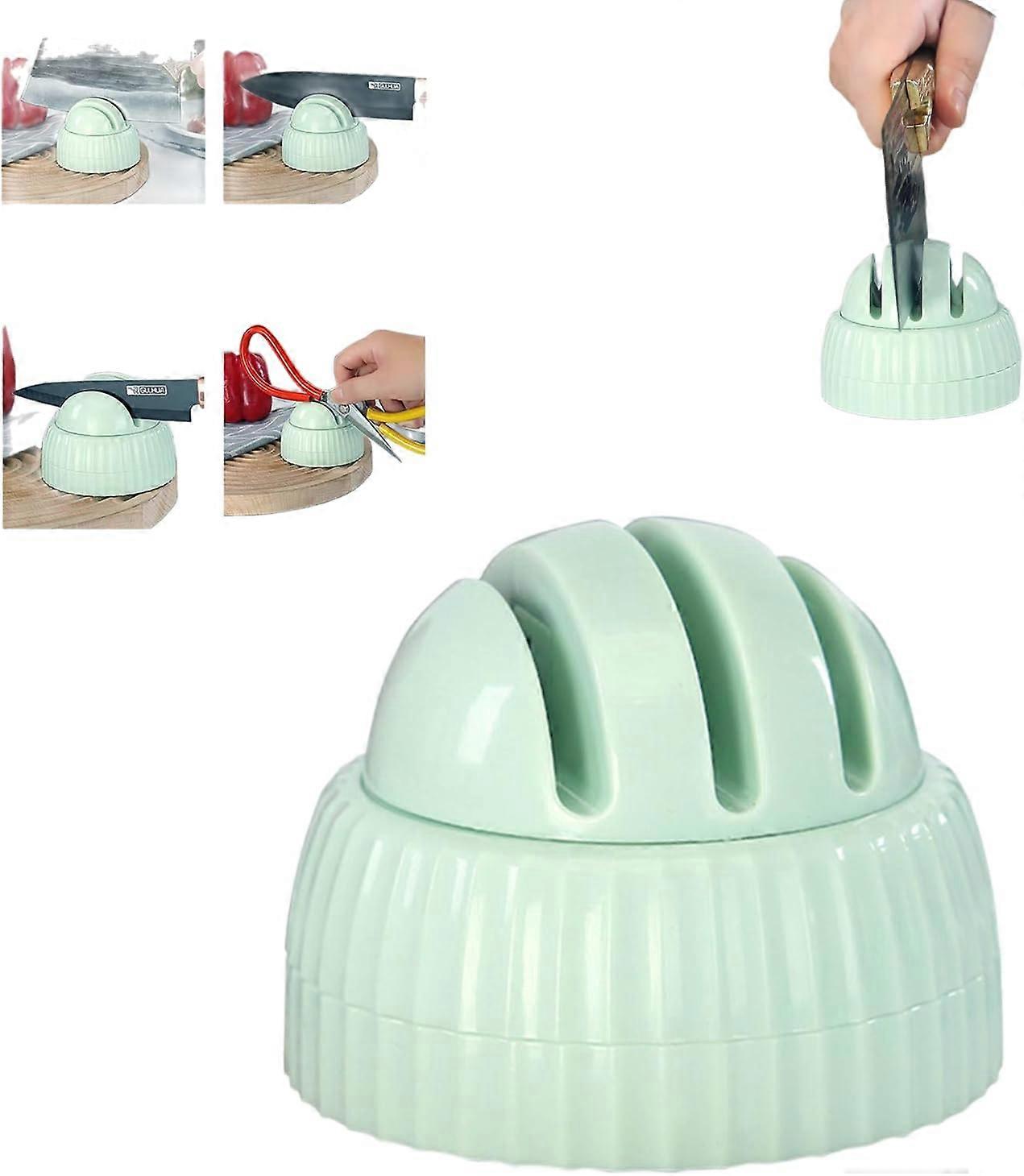 ZENGO Household Portable Knife Sharpener, Suction Cup Knife Sharpener, Quick Sharpening Stone, Professional Electric Knife Sharpener (Green)