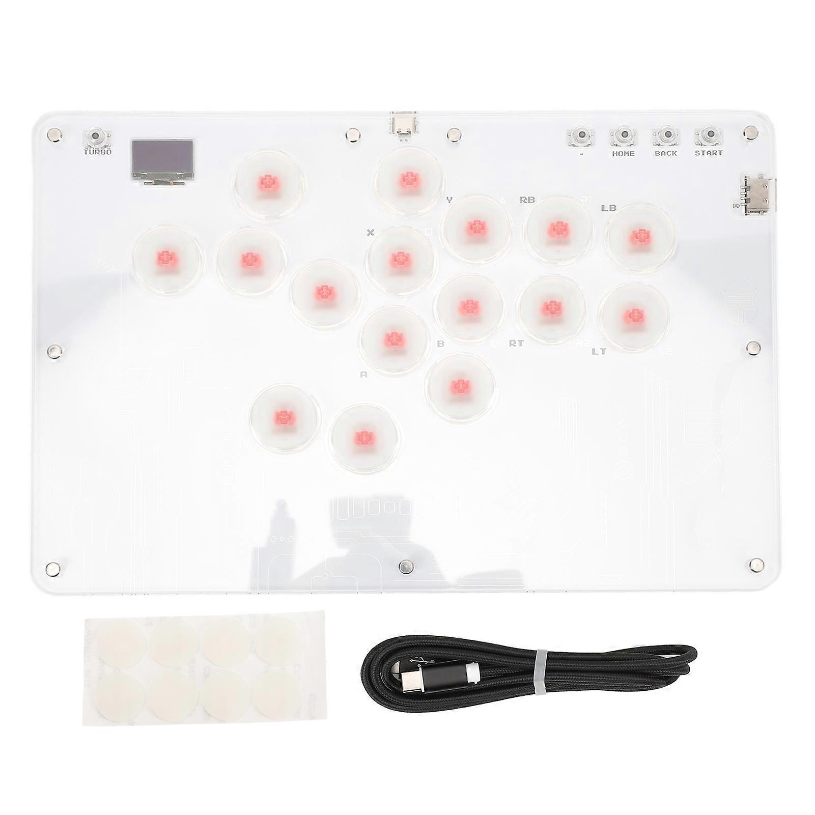 RGB Backlit Fight Gaming Keyboard: 16-Key Turbo Controller for PC, Steam, RasPi