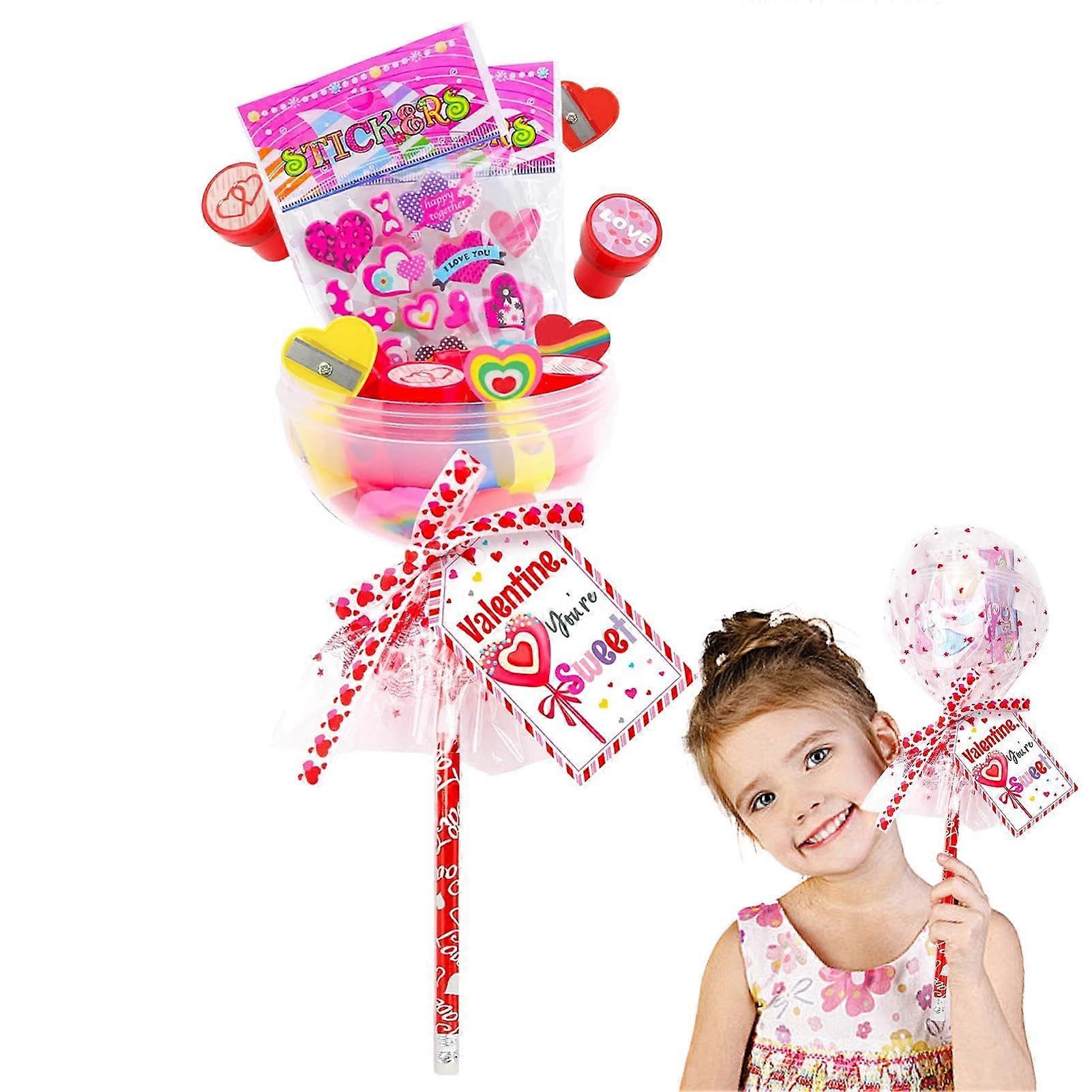 Valentine's Day Letter Paper Set for Classroom Exchange, Creative Lollipop Stuffers, 30 Sheets, Fun Designs