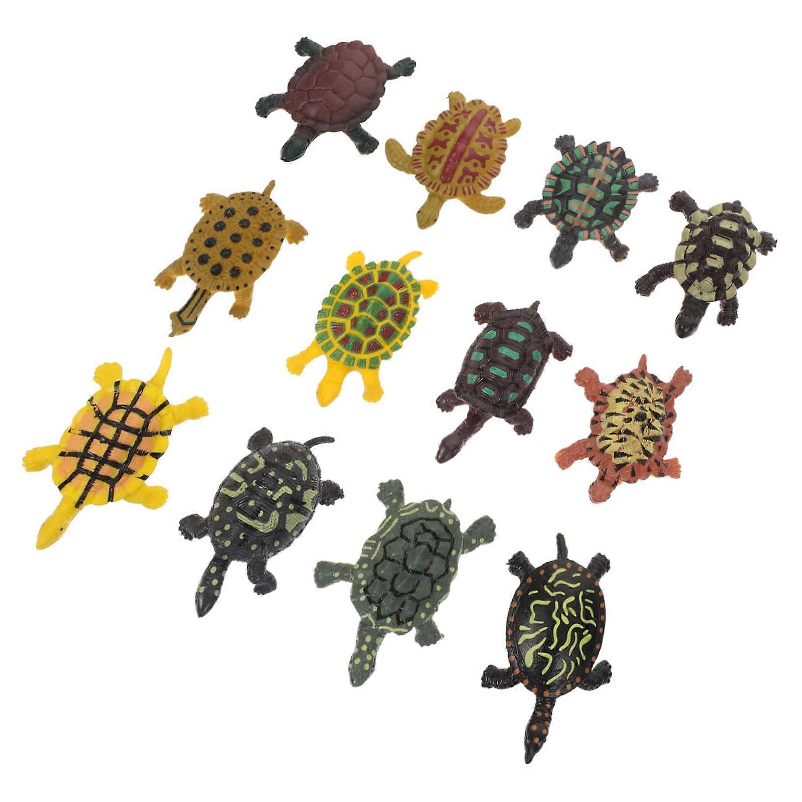 12 Pieces Plastic Turtle Models for Aquarium Decoration, Durable Educational Simulated Organisms for Environmental Awareness
