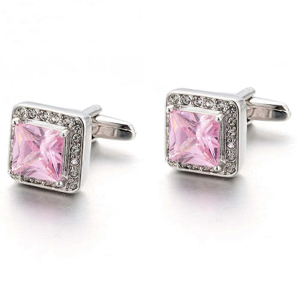 Jewelry Cufflinks Men's Shirt Cufflinks Set with Zircon Cuff Buttons Pink Crystal Cuff Nail Buttons