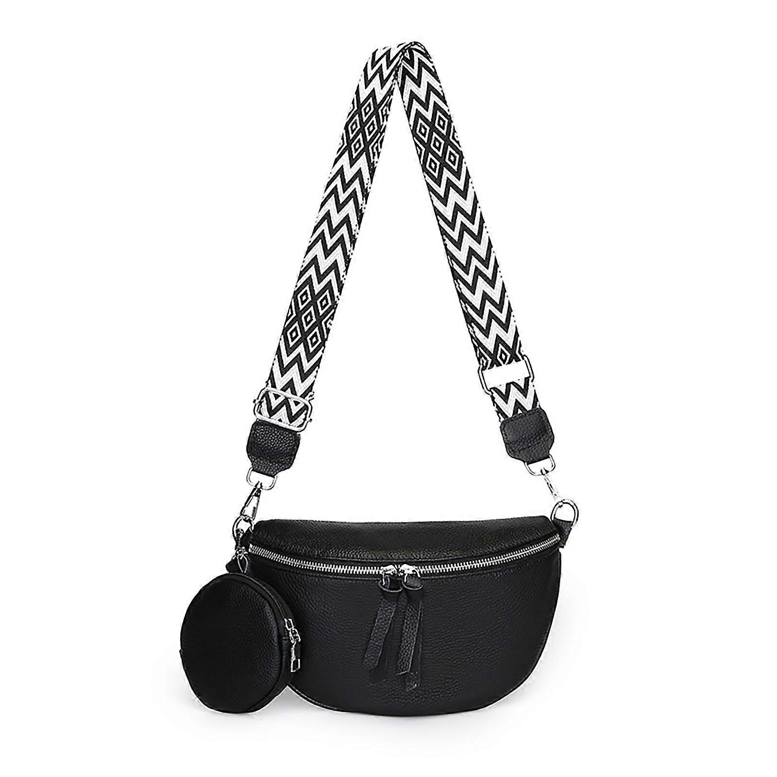 Women's Versatile Casual Woven Strap Shoulder Bag Black One Size
