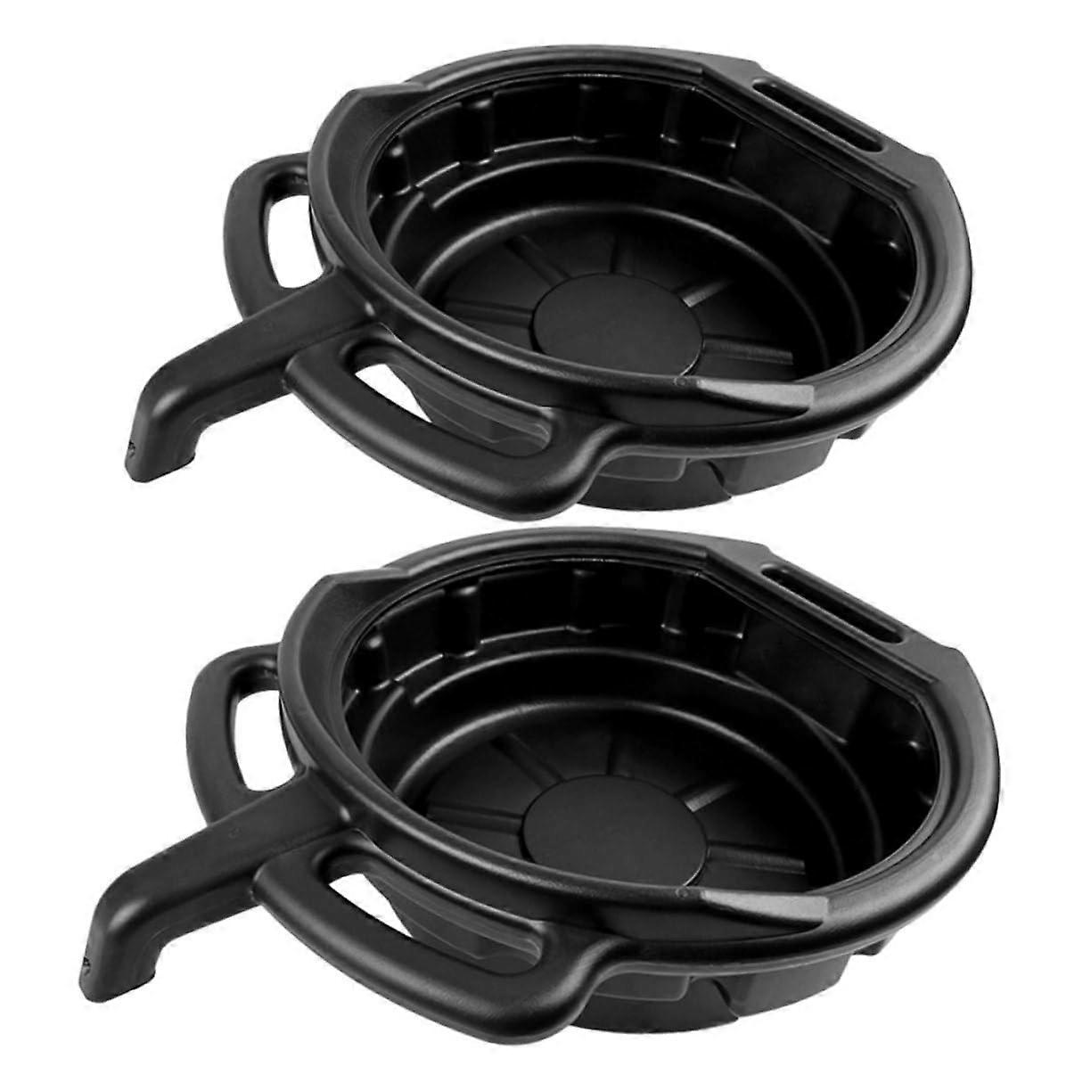 Oil Drain Pan Set of 2, Heavy-Duty Waste Oil Containers for Cars, 8-Quart Capacity, Durable Plastic, Leak-Proof Design