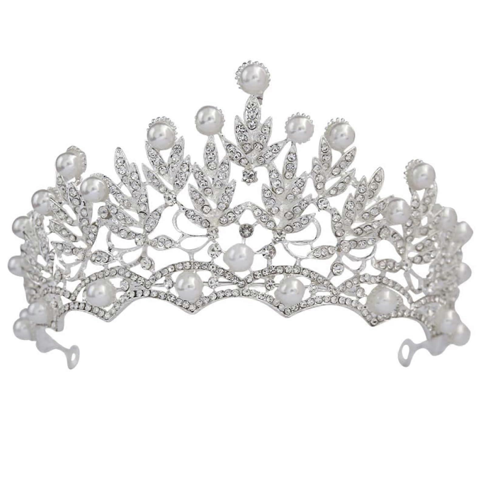 Kristallhochzeitskrone für Kinder, Perlen-Strass-Tiaras, Haarschmuck für Prinzessinnen, Partykopfschmuck in Silber