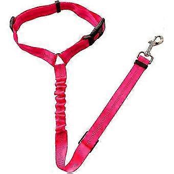 Adjustable Dog Seat Belt for Small & Large Dogs - Shockproof & Durable Headrest Safety Belt in Rose Red with High Elasticity