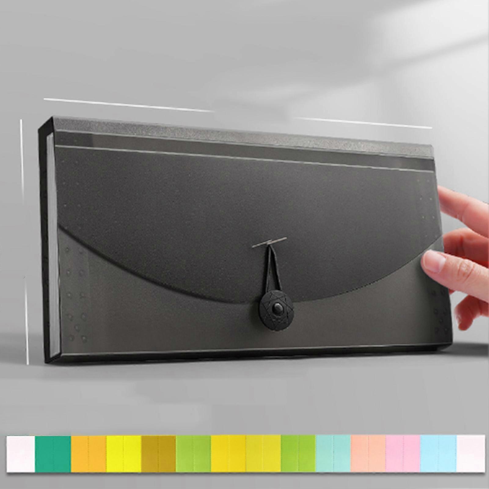 Expanding File Folder 13 Pockets Professional Waterproof Documents File Folder for VAT Invoice Receipts Black