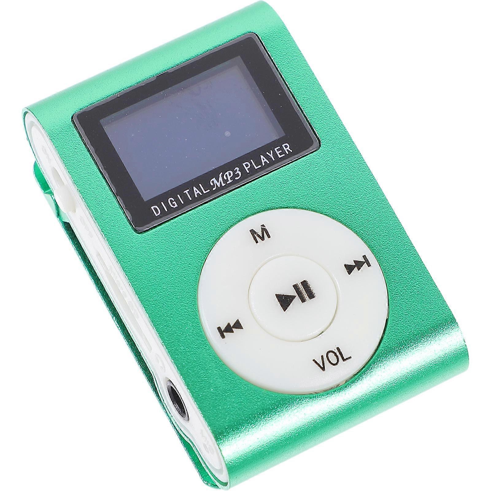 Light Green Aluminum MP3 Player for Music Listening with MicroSD Slot and Rechargeable Battery 32G