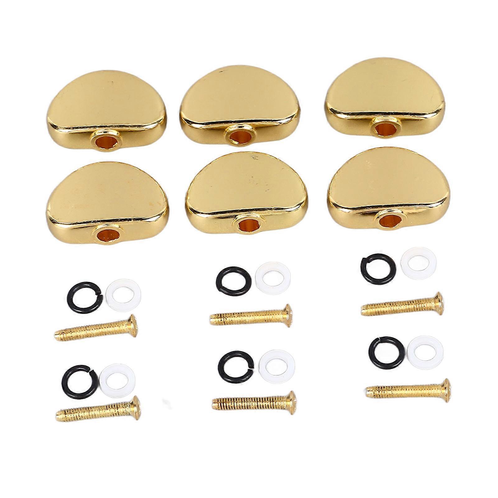 6Pcs Electric Guitar Tuning Peg Key Button Folk Guitar Tuning Peg Handle for Replacement Gold
