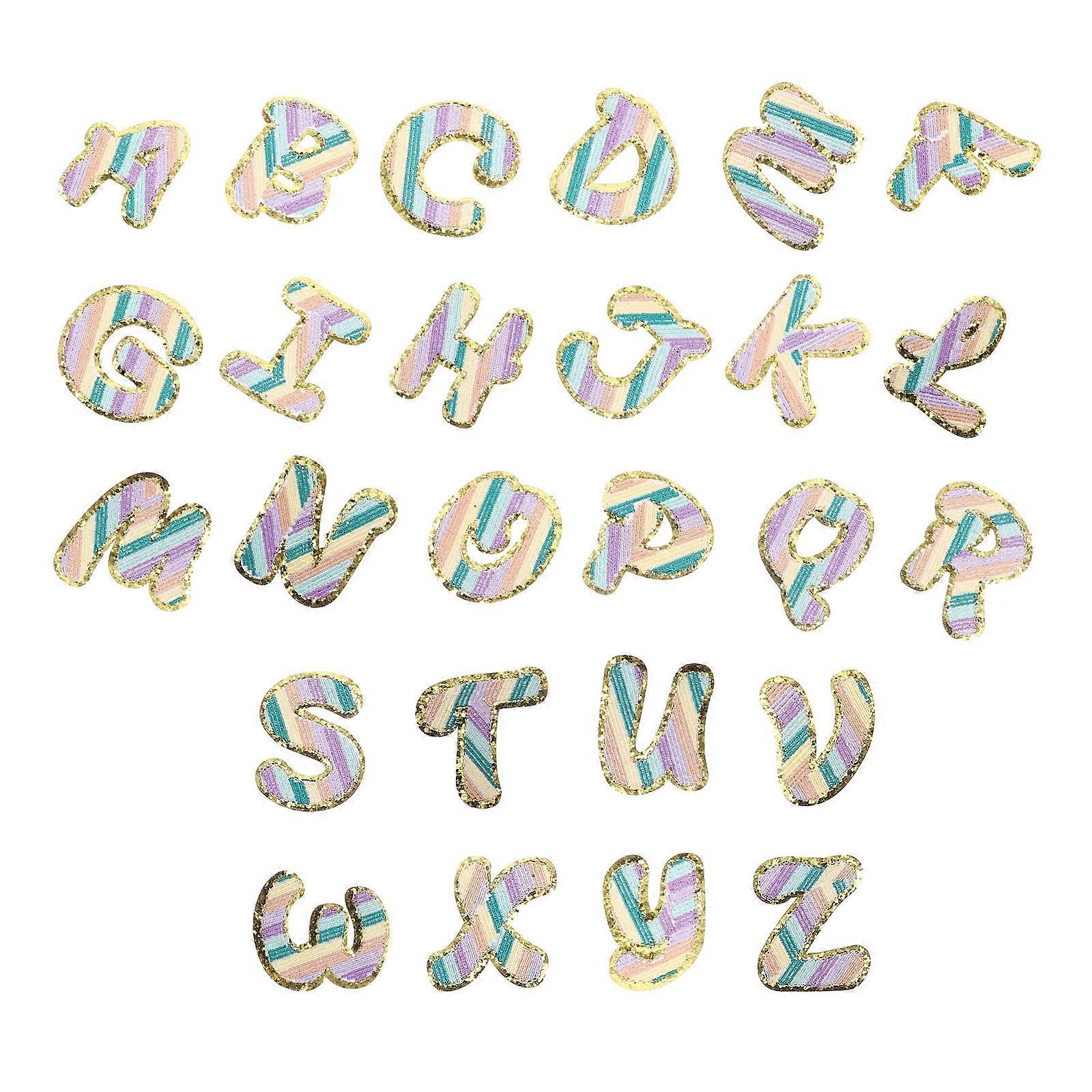 26Pcs Englisch Alphabet Patches DIY Design Nähapplikationen Dekorative Bastelprojekte Verschiedene Farbe