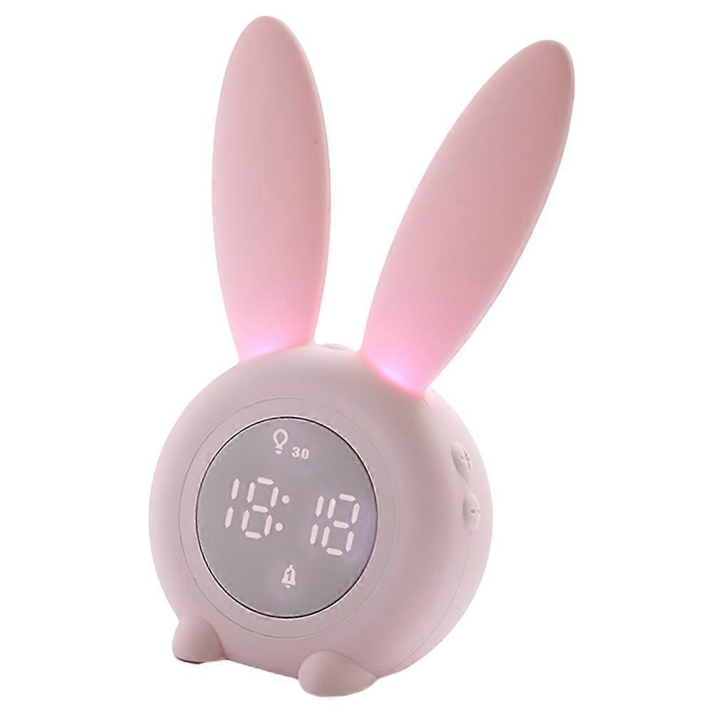 Night Light Alarm Clock Rabbit Ear Style with USB Rechargeable Battery