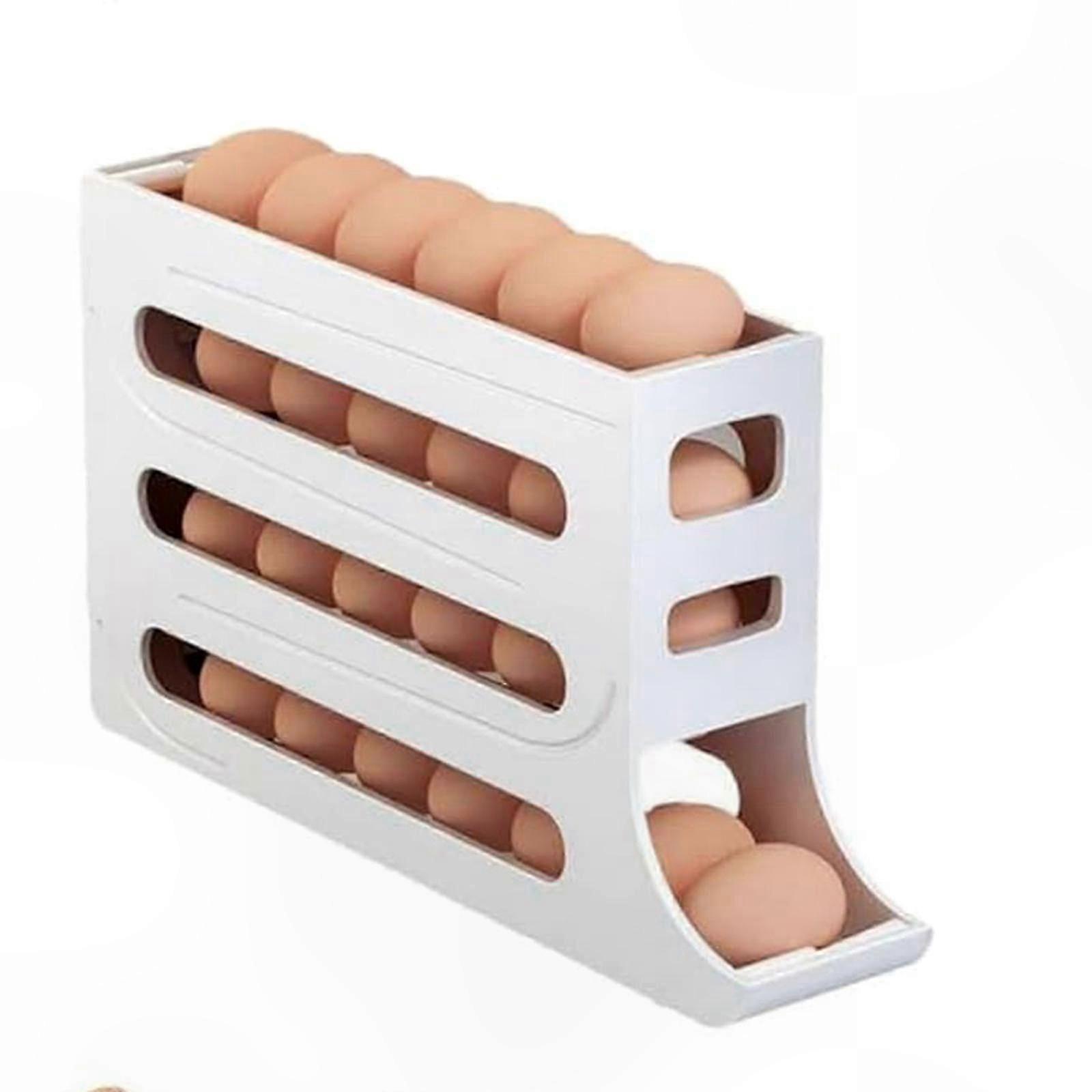 Adjustable Egg Organizer for Fridge, 4-Tier Rolling Tray Storage Solution