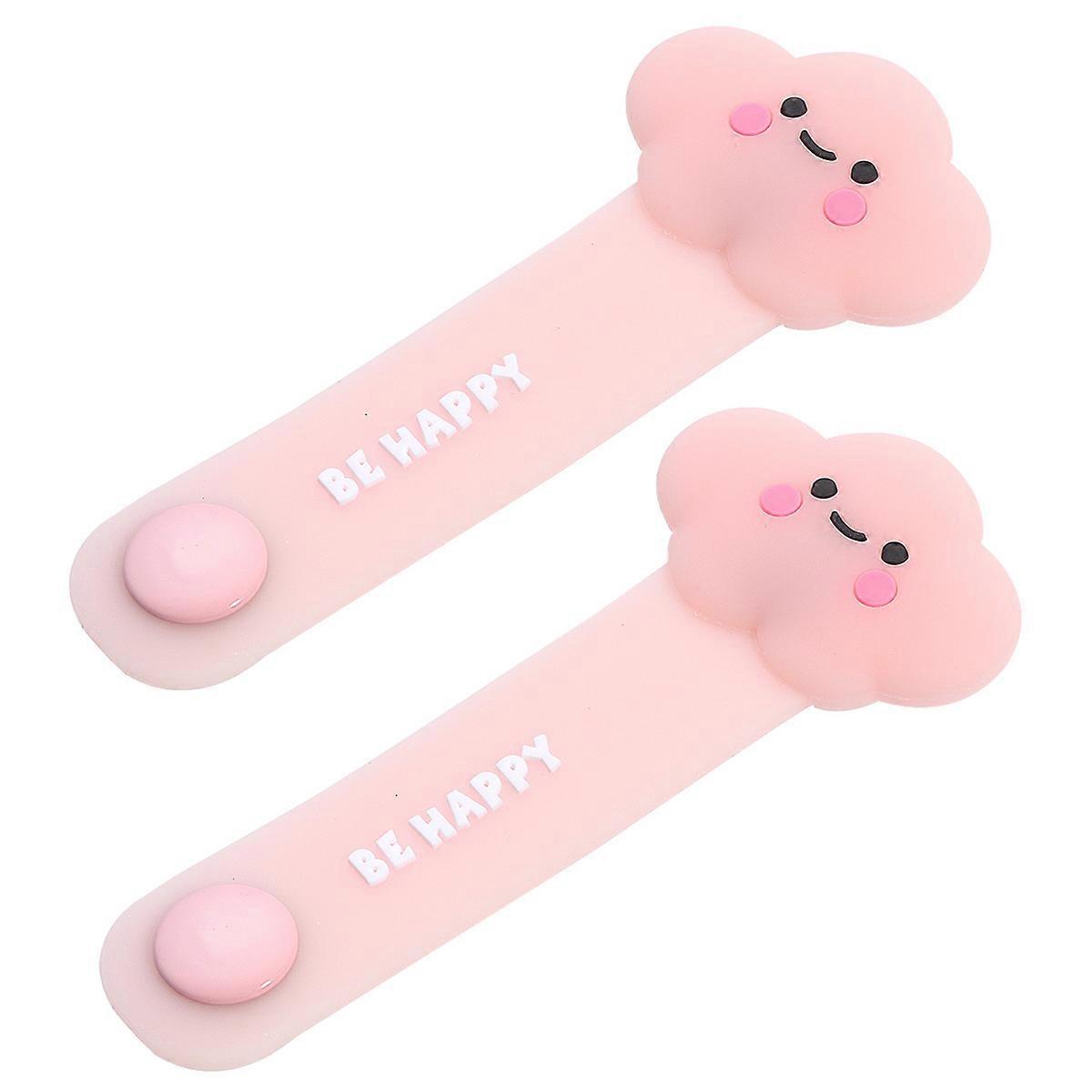 2PCS Silicone Headphone Cord Charging Cable Storage Winder Tie Cartoon Data Line Winder Organizer with Press Button ( )