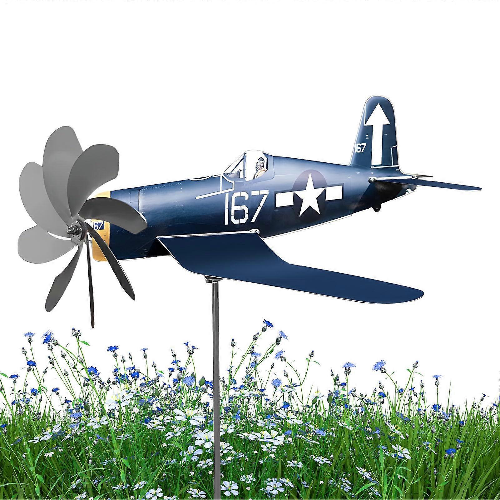 Metal Airplane Wind Chime – Weatherproof Garden Art Wind Catcher Blue