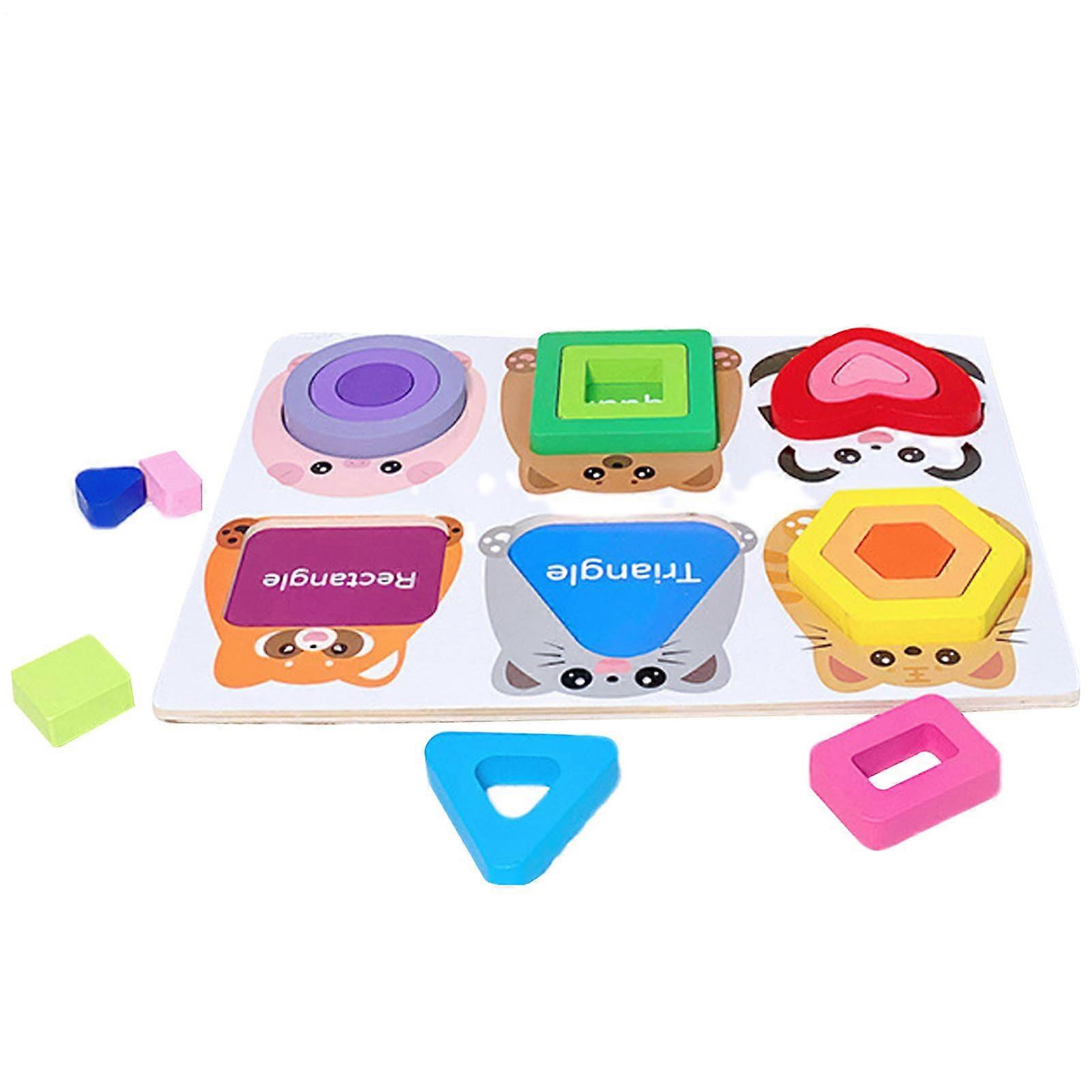 Colour Assignment Game - Solid Wood Shape Plates for Preschool Learning | Portable Wooden Game Pad for Home and Nursery