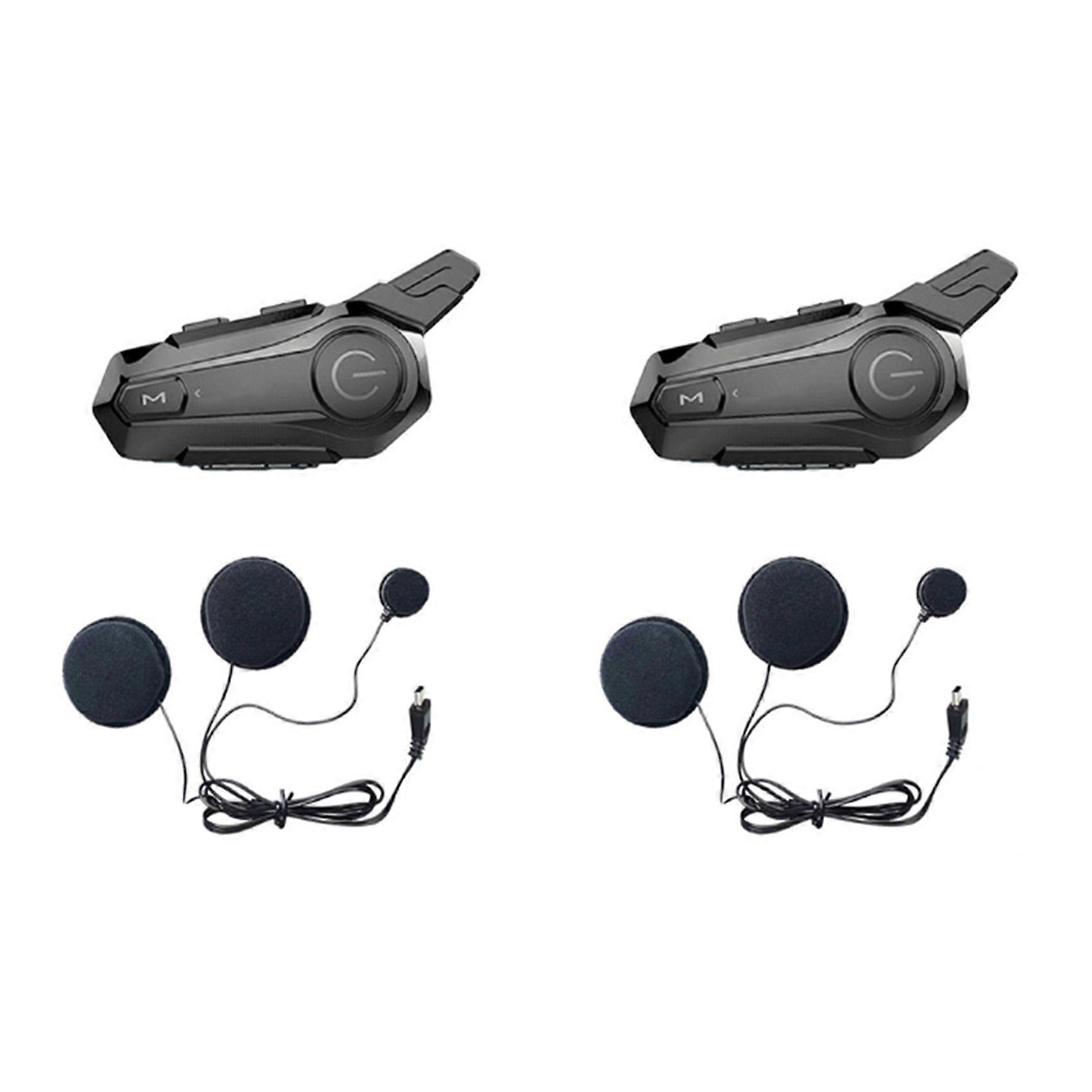 2X Motorcycle Bluetooth Helmet Intercom Universal Pairing Interphone Headset with CNC Noise Reductio