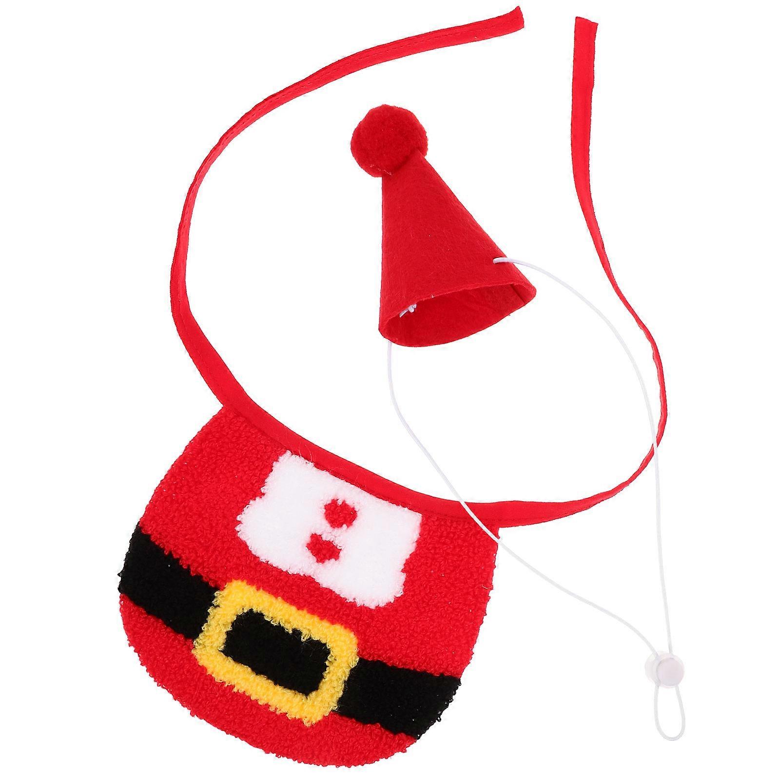 Pet Hat And Costume Bib Set In Red For Dogs Great For Christmas Parties And Fun Daily Outfit 1 Set