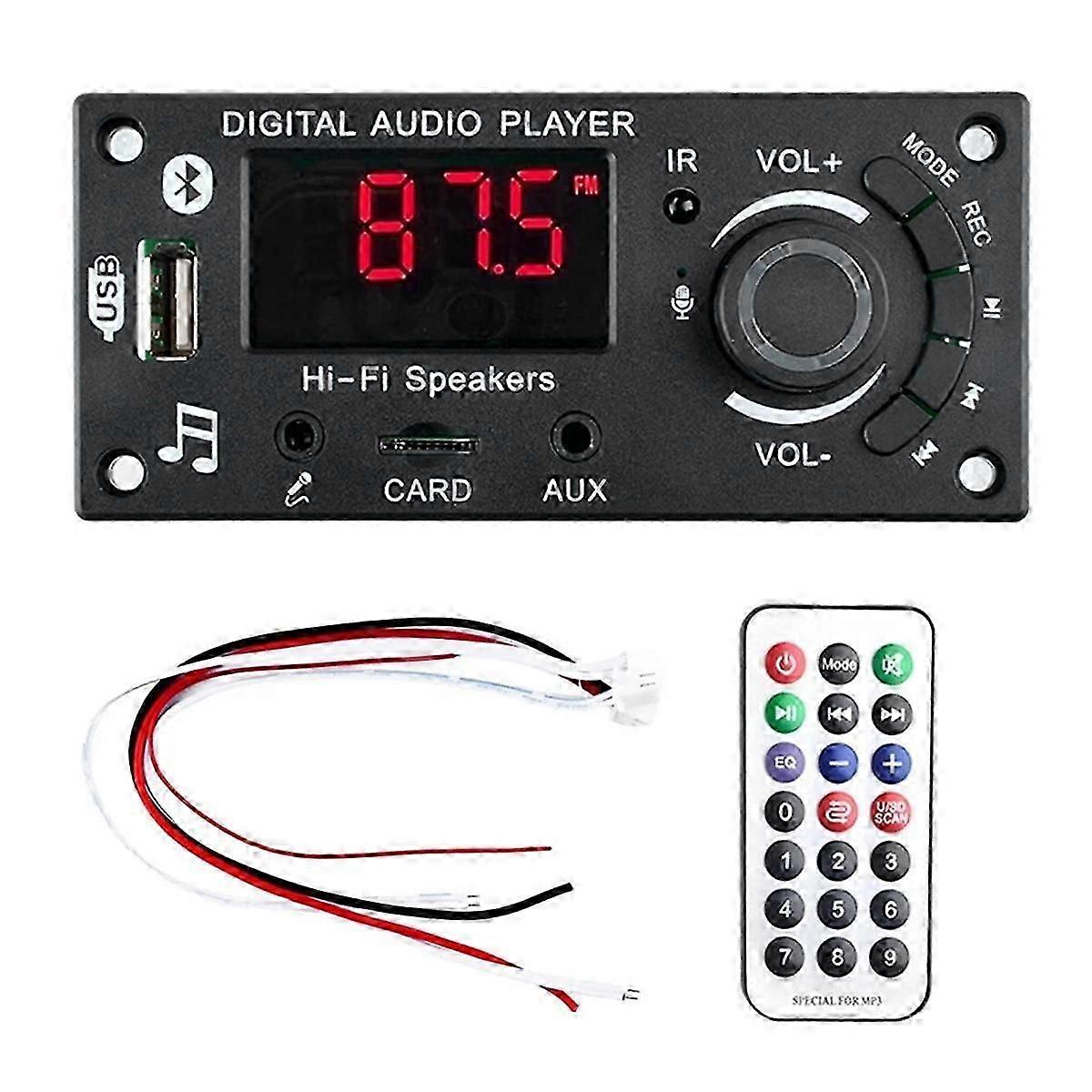 2x50W 100W Amplifier Bluetooth 5.0 MP3 Decoder Board DIY Car MP3 Player USB FM Recording Switching TF USB Record Call