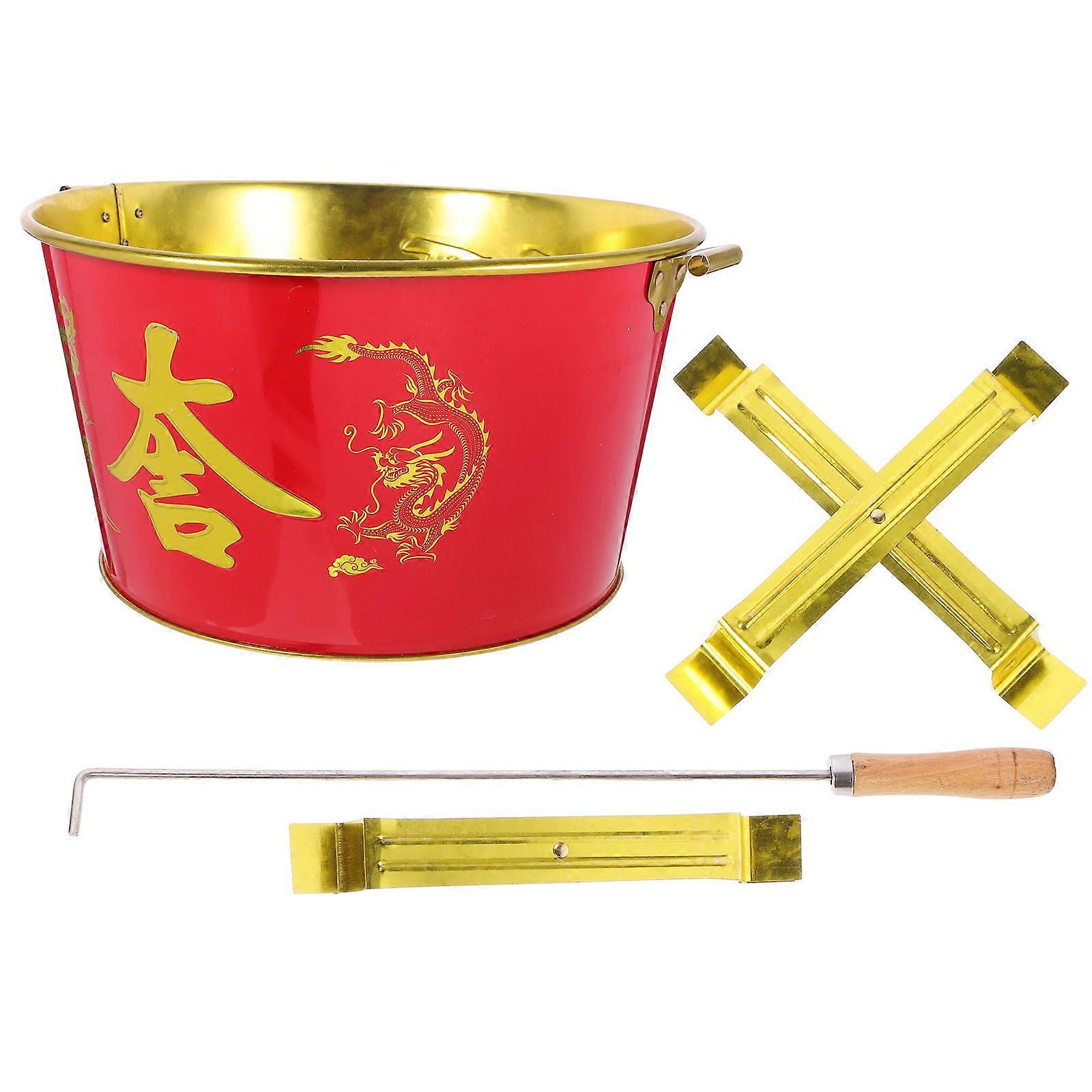Stainless Burning Bucket For Home Use In Red Color Made Of Premium Stainless Steel 1 Set Ideal For Paper Burning And Worship Ceremonies