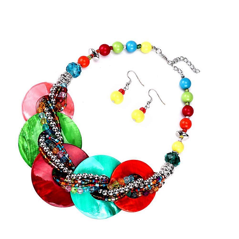 Durable Acrylic and Shell Necklace Set with Colorful Design for Daily Wearing 3 Pieces