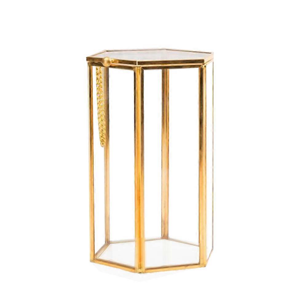 Retro Hexagon Makeup Organizer Storage Box Makeup Brush Holder Brush Set Container Cosmetic Brush Case (Golden)