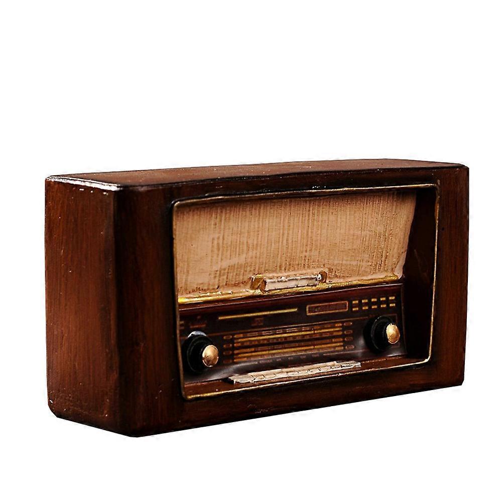 Rounded Rectangle Radio Ornament Resin Craft for Car Showcase Decor 22x11.6x7cm 1Set