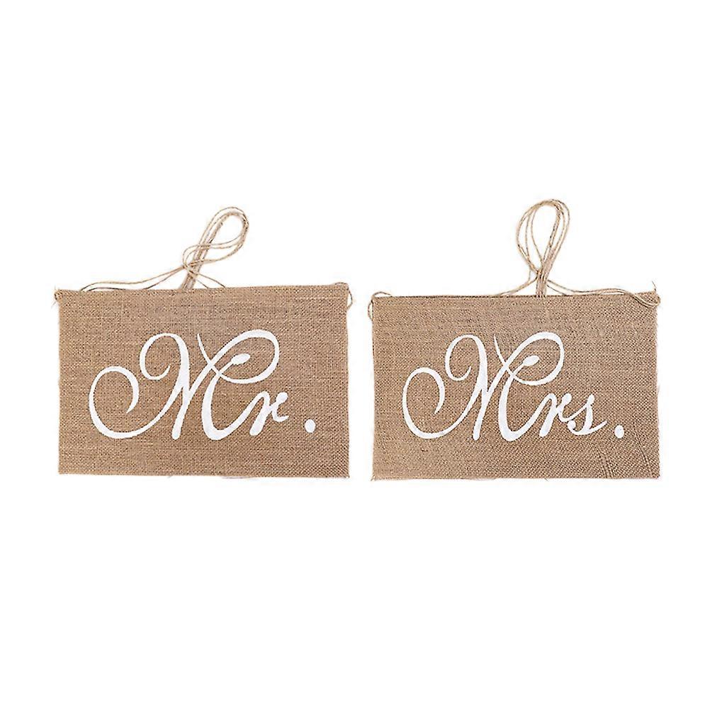 Burlap Wedding Banner with Chocolate Color Perfect for Chair Decoration and Garden Use 2 Pieces