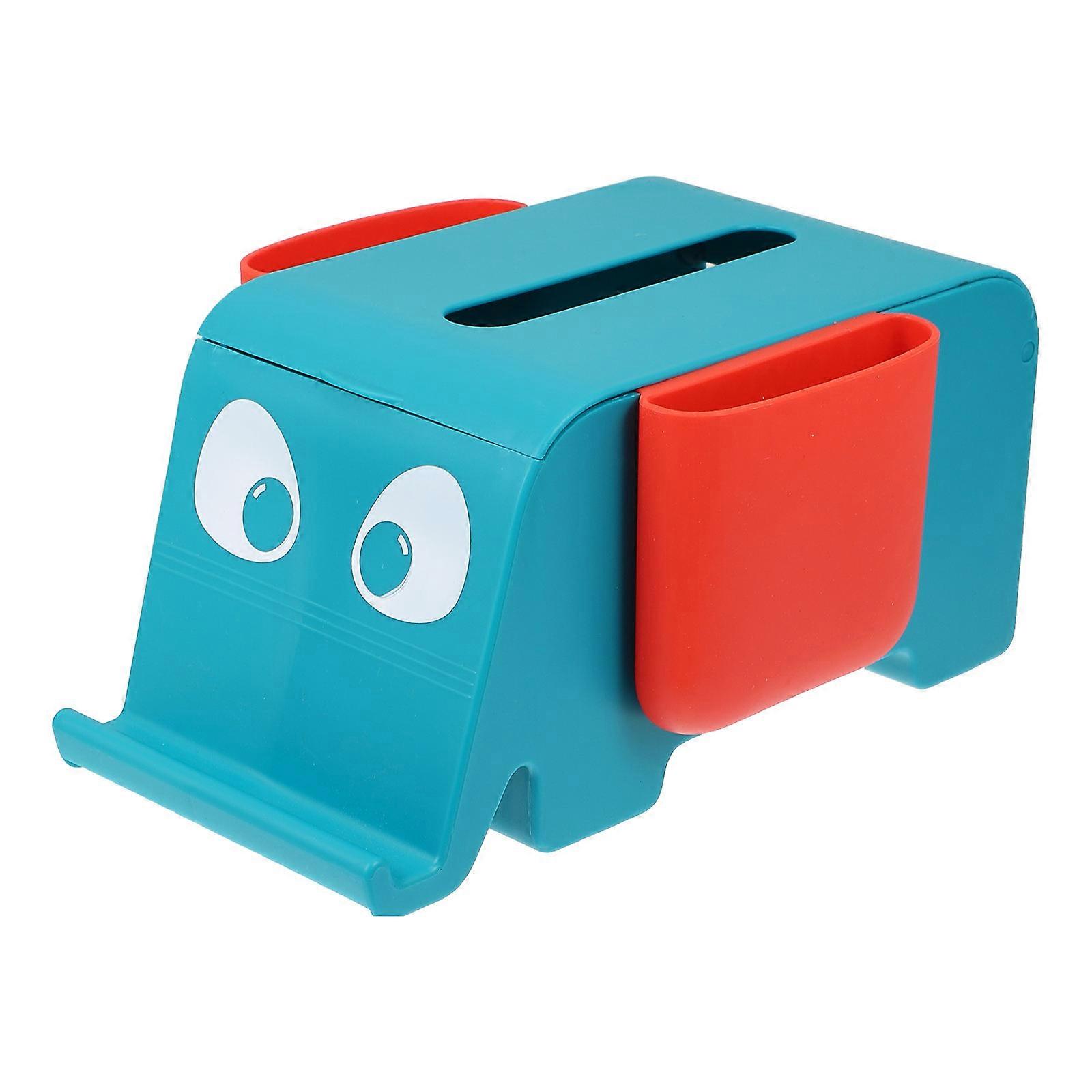 Multifunctional Tissue Box Cartoon Elephant Shaped Tissue Holder Office Use Green 9.3×4.7×4.5in Phone Stand 1Set