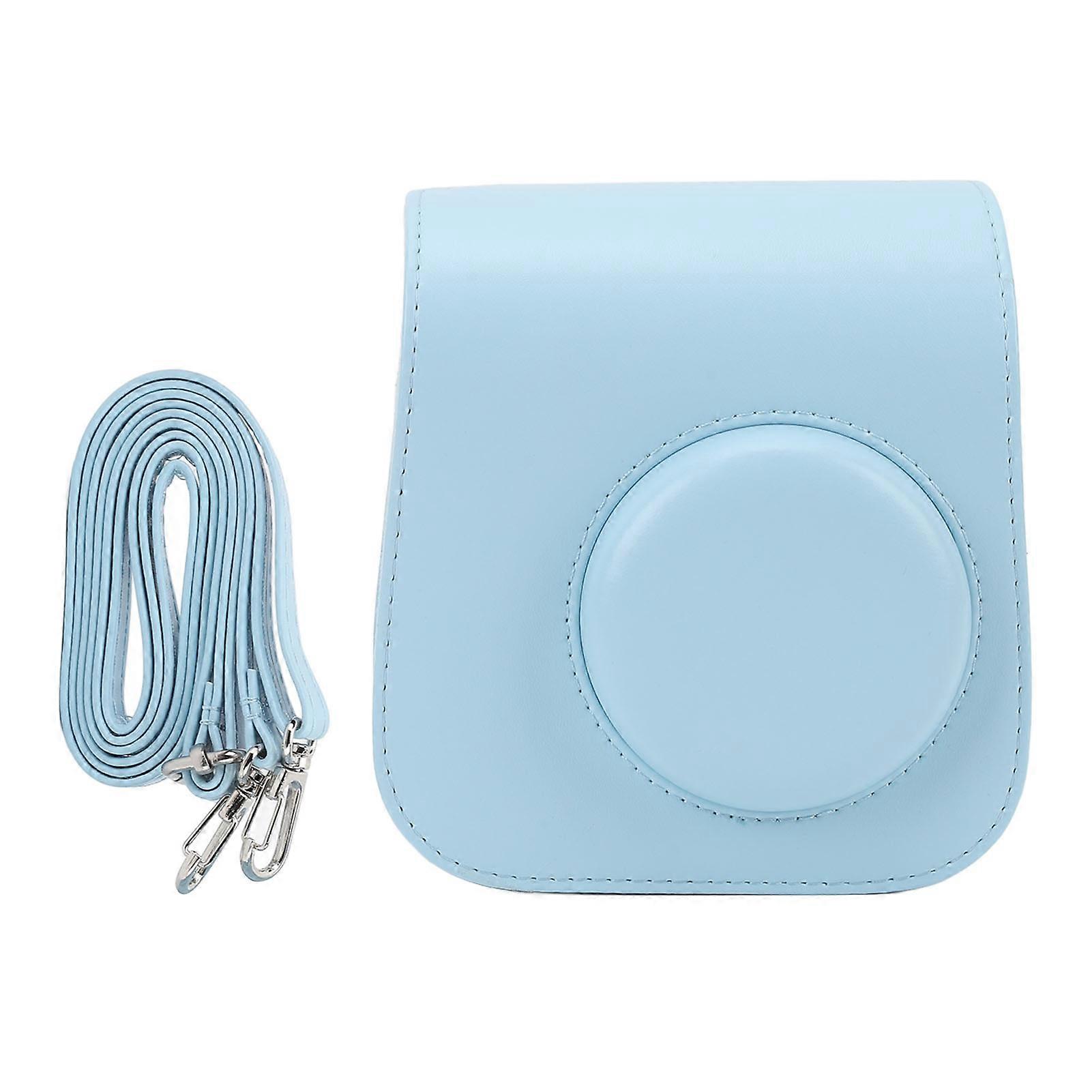 Camera Bag Vintage PU Leather Removable Strap Scratch Resistant Digital Camera Protective Case for Mini7+ Blue