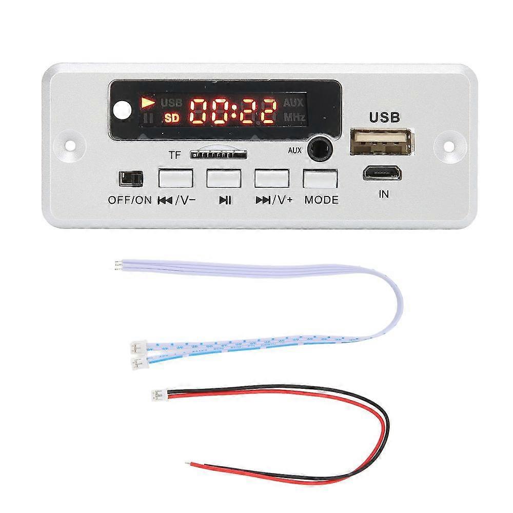 MP3 Decode Board 12V with AUX Input, USB Port, Memory Card and U Disk Support - Silver
