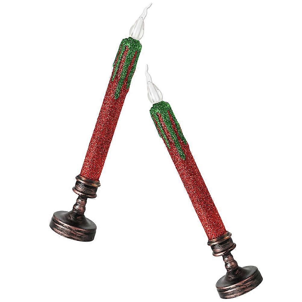 Christmas Themed LED Candle Light Decor Made of Plastic in Red Color Compact Size 2 Pieces