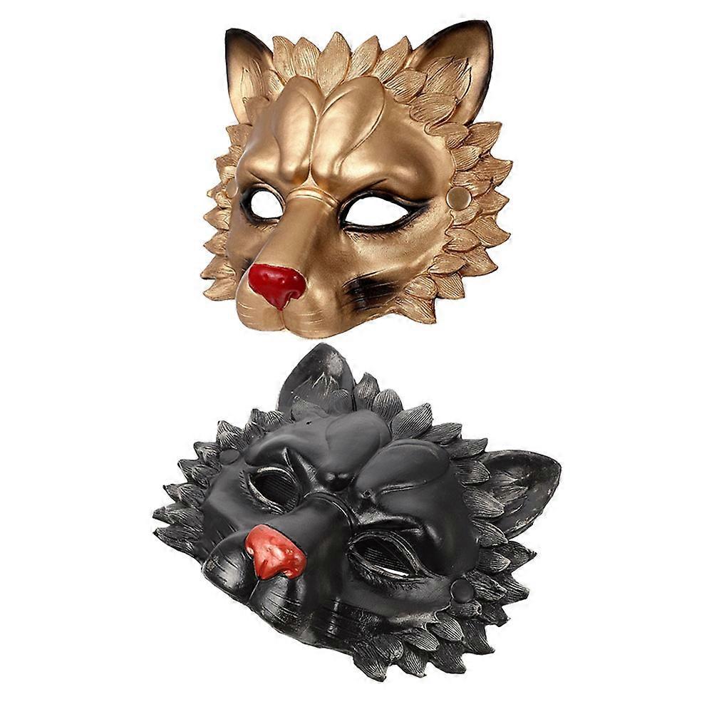 3D Lion Shape Masks 2 Pcs Realistic Design Costumes For Halloween Gatherings And Masquerade Balls Assorted Color Easy To Wear