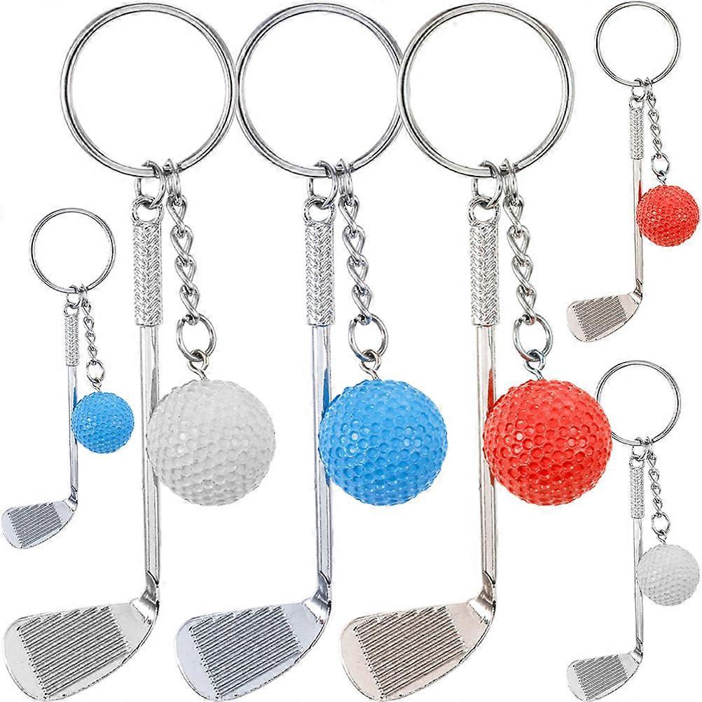 Golf Ball Keychain 6Pcs Assorted Color Metal Secure Key Holder Golf Keychain for Decoration Use