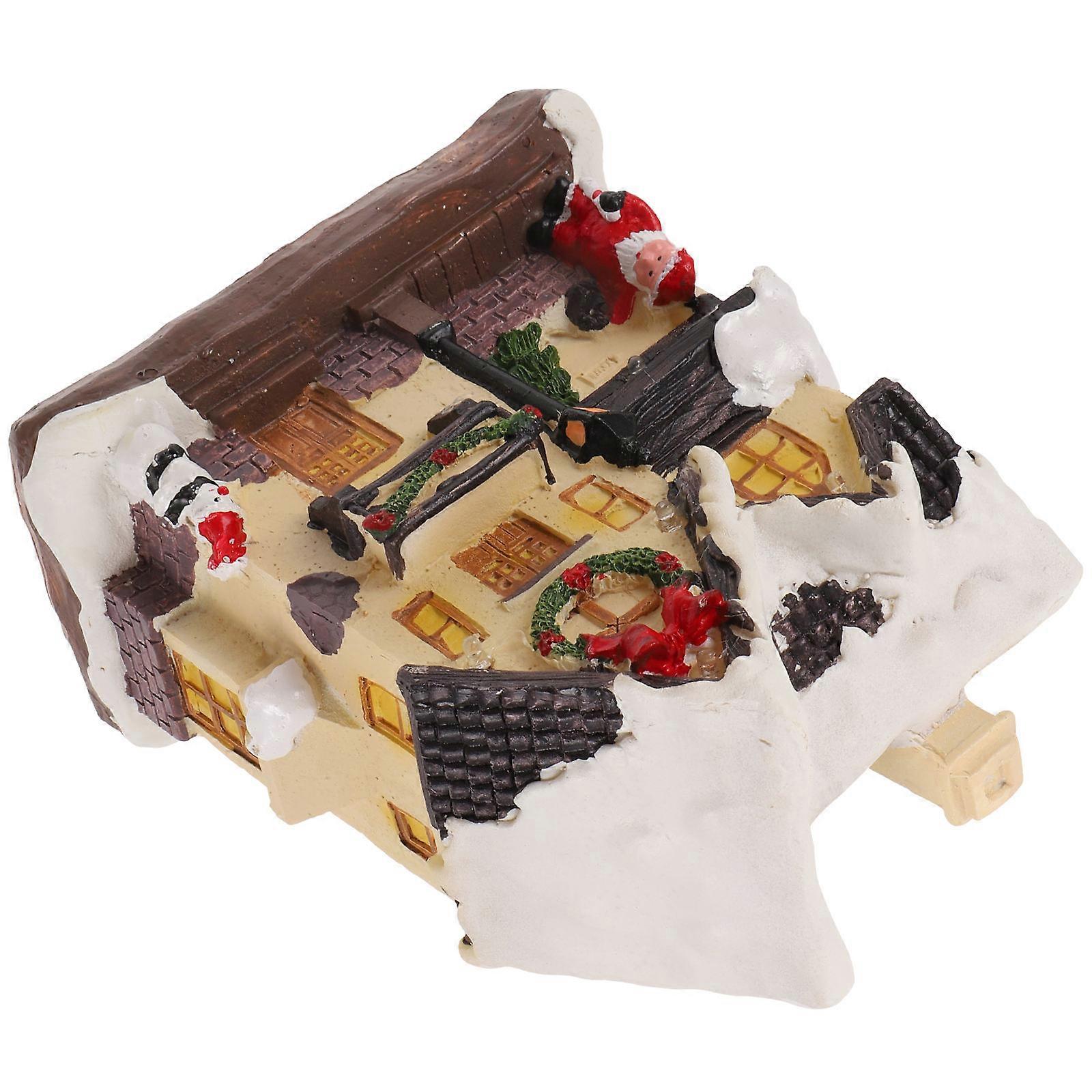 Luminous Resin Villa LED Light House Desktop Ornament with Snow Effect, Battery Powered (AAA Not Included), Warm Glow for Festive Home Decor and Gift