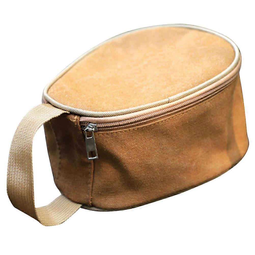 Canvas Camping Bowl Pouch Khaki Lightweight Portable Storage Bag for Camping with Durable Design