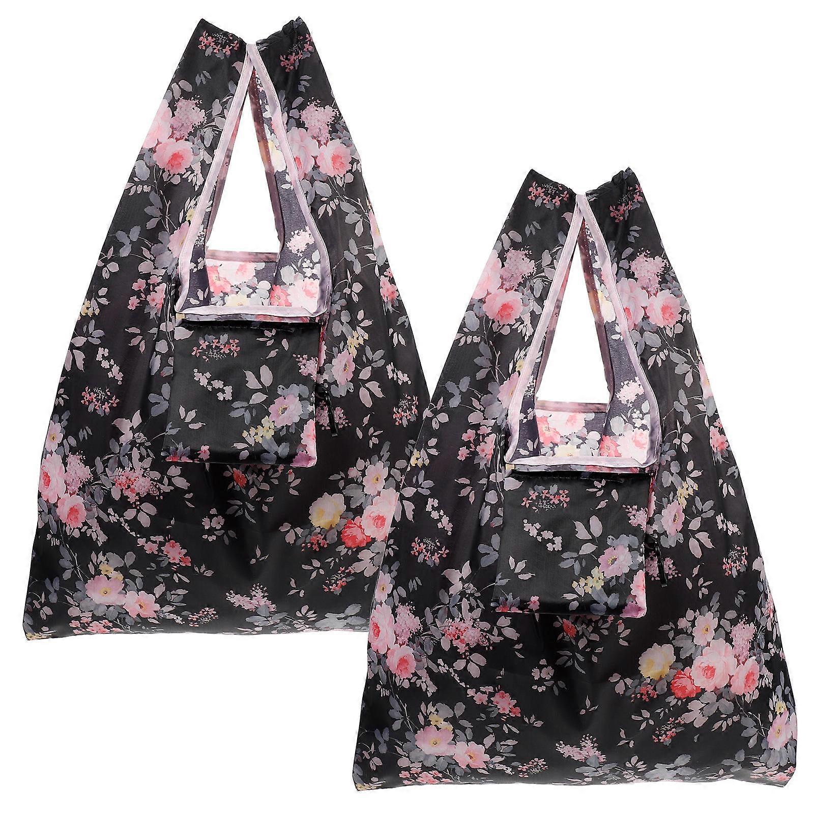 2pcs Stylish Square Tote Bags Set   Portable Storage Pouch for Shopping, Travel & Daily Use   Reusable Bags with Unique Prints