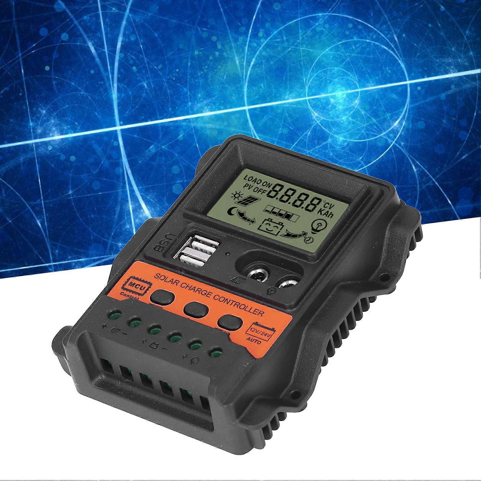 Solar Charge Controller LCD Display 2 USB Output PWM Panel Charging Regulator 12V 24V20A 260W 520W 