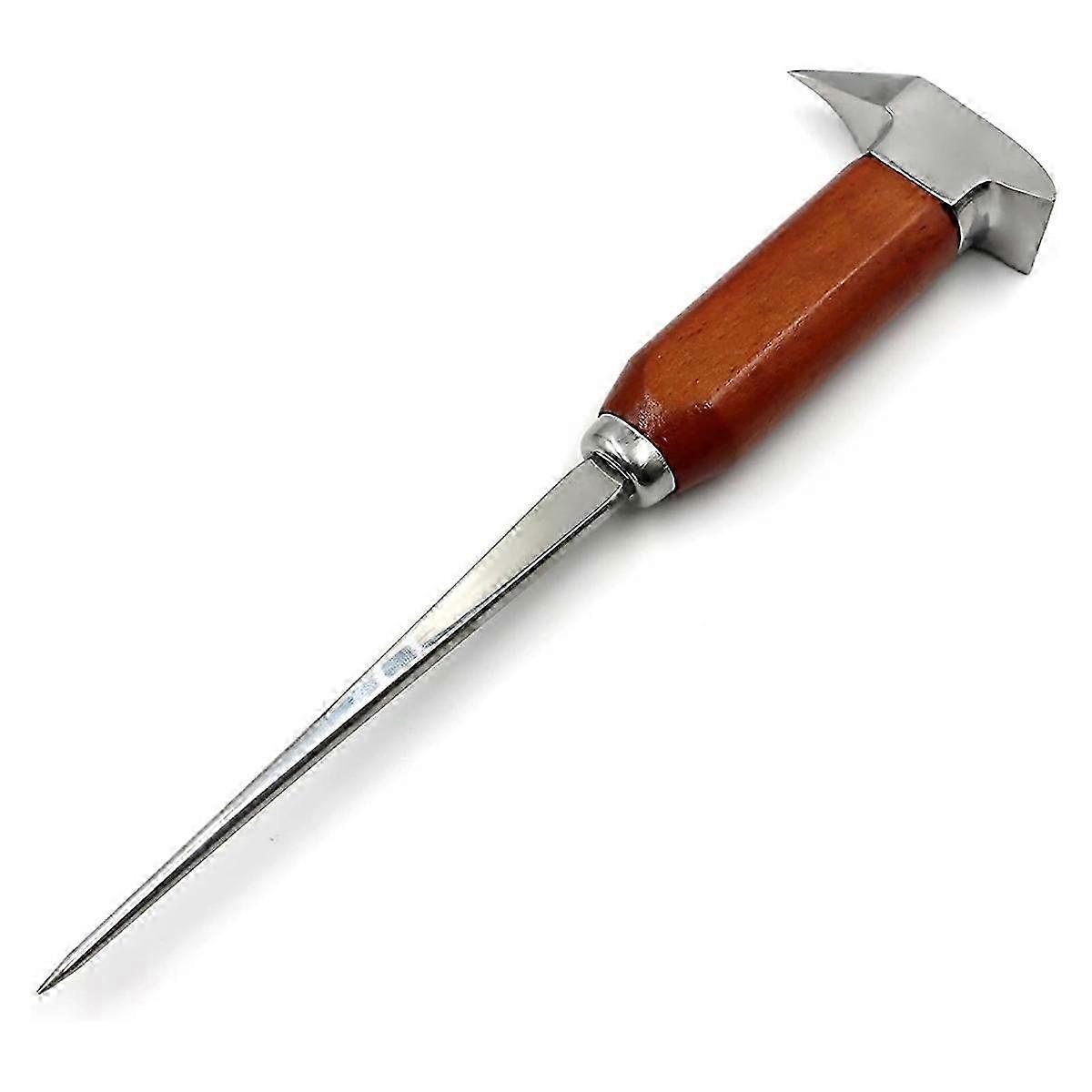 Heavy duty ice pick for breaking ice with wood handle