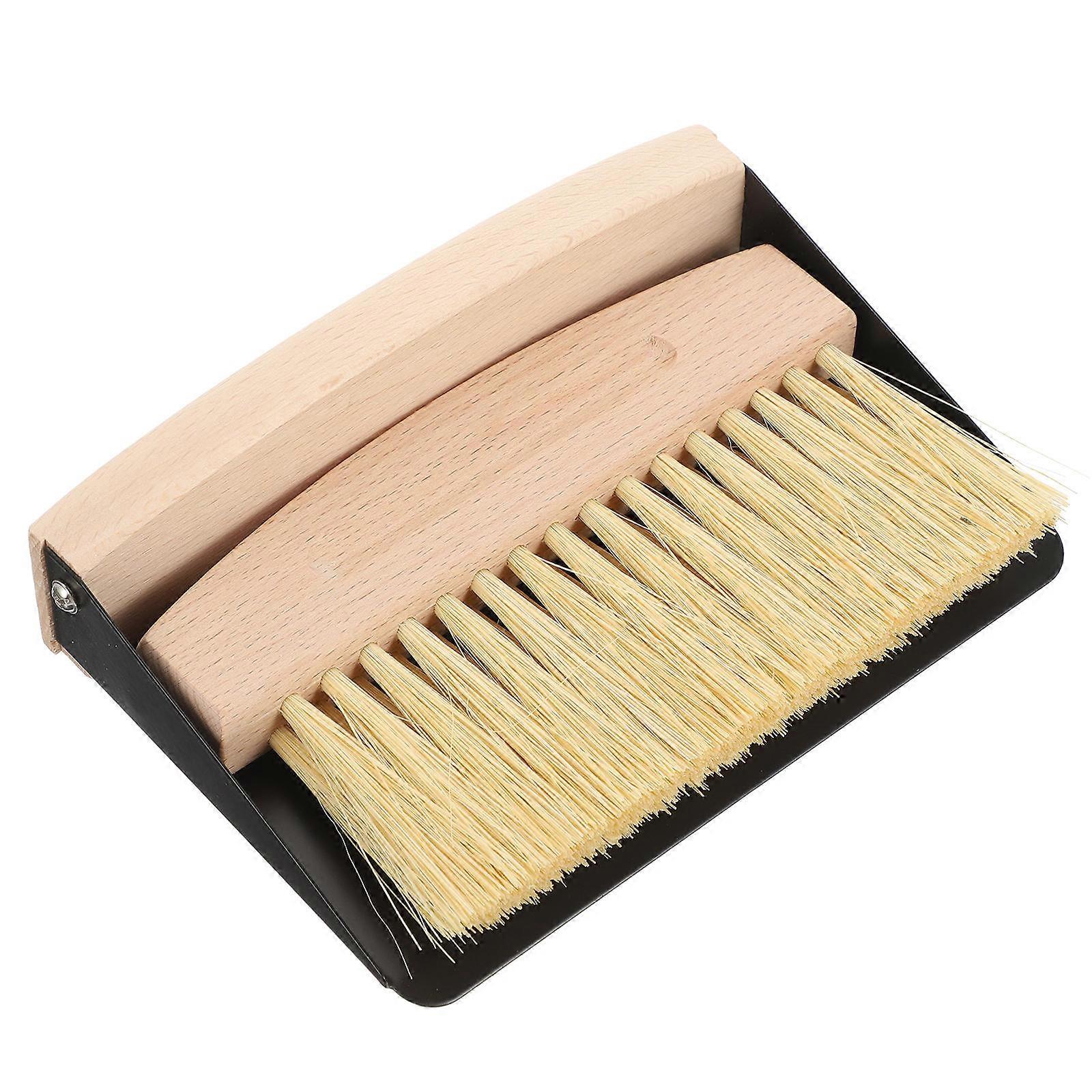 Desktop Cleaning Broom Set with Mini Dustpan for Tabletop Made of Iron and Beech 1 Piece