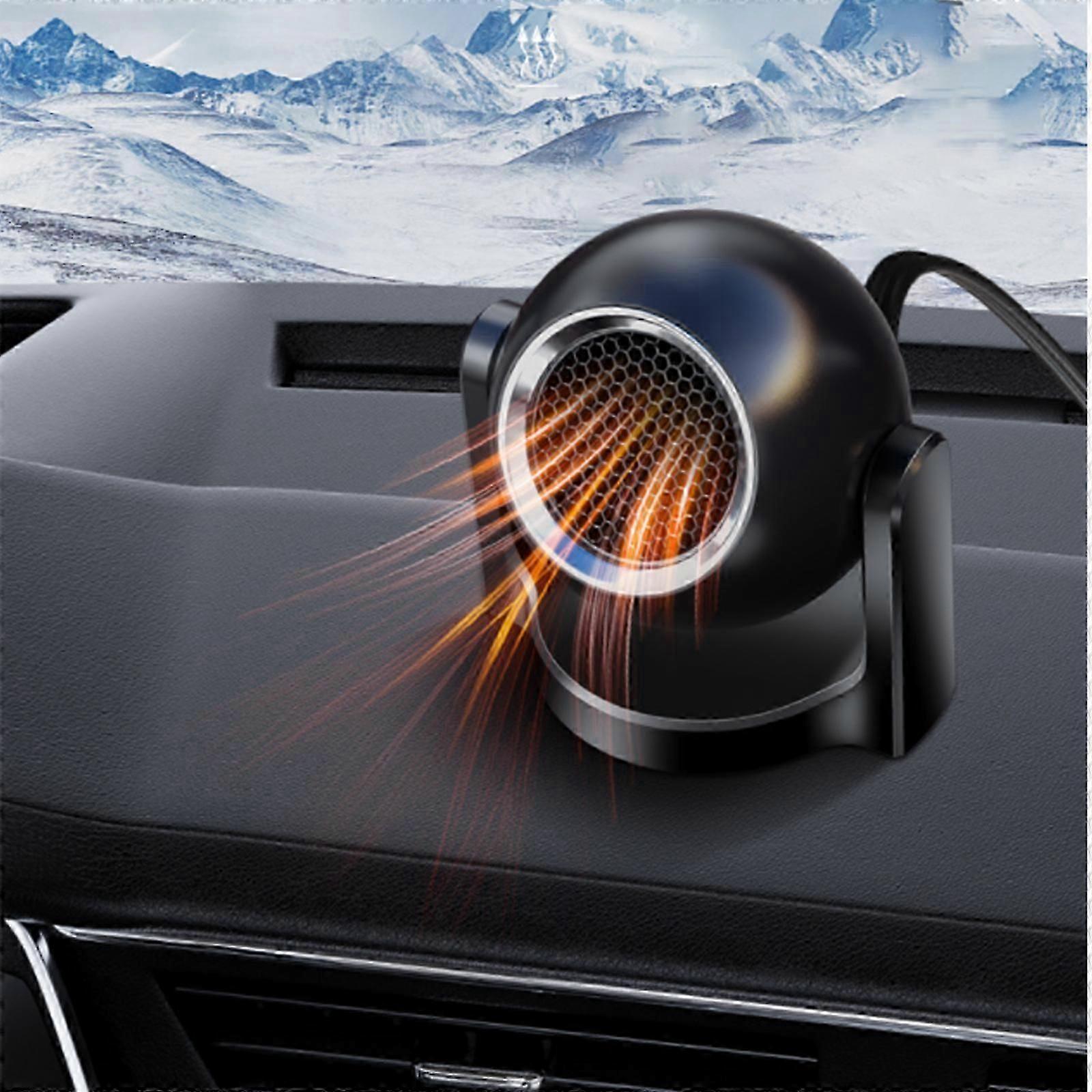 12V Car Heater, Portable Car Heater That Plugs Into Cigarette Lighter Windshield Defogger and Defroster Car Fan with 360 Degree Rotary Base