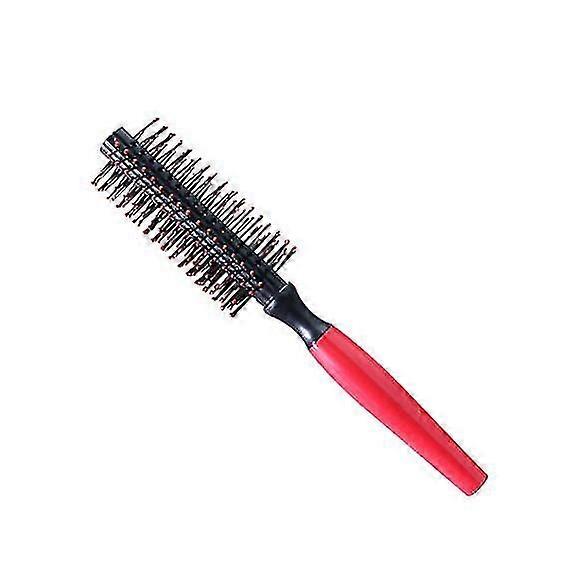 Plastic Flexible Curling Brush, Salon Round Bristle Comb(red)