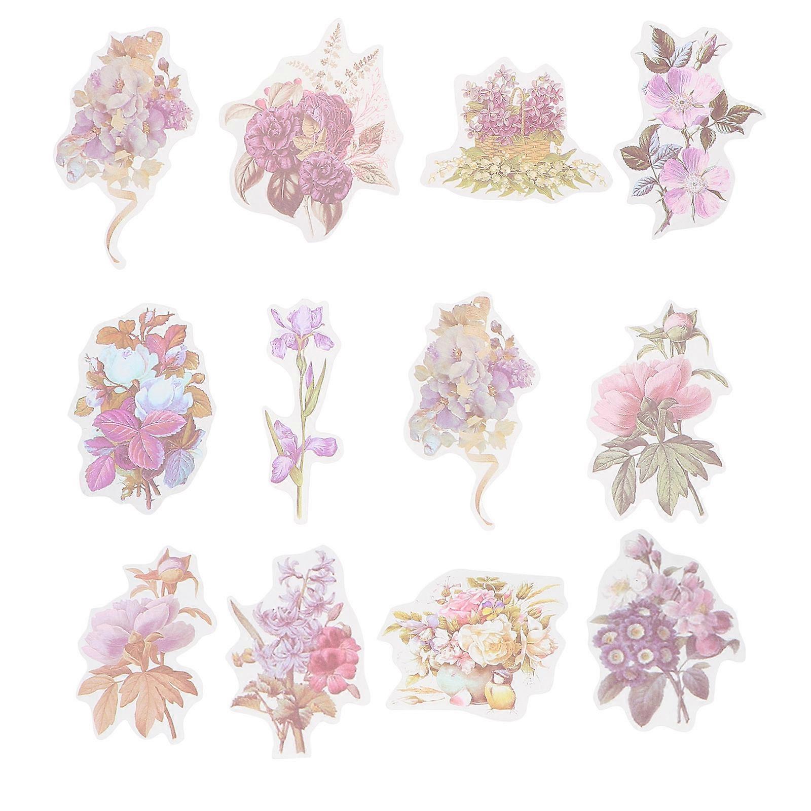 60Pcs Retro Design DIY Stickers For Artists And Craft Enthusiasts In Purple Color