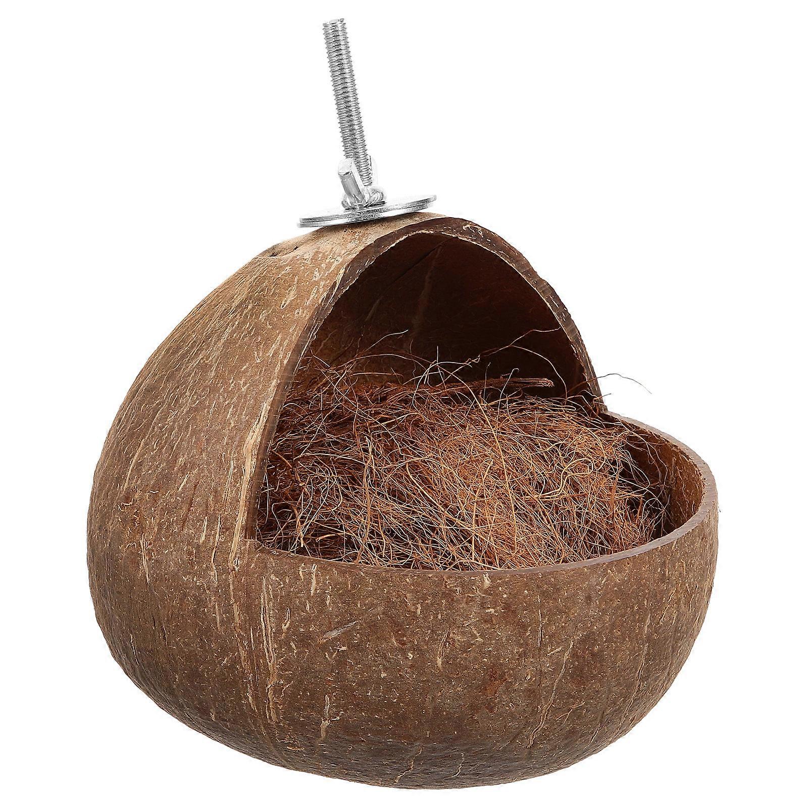 Natural Coconut Shell Bird Nest for Parakeets – Cozy Sleeping Bed for Cage Nesting Box for Budgies and Parrots, Durable and Safe Bird House