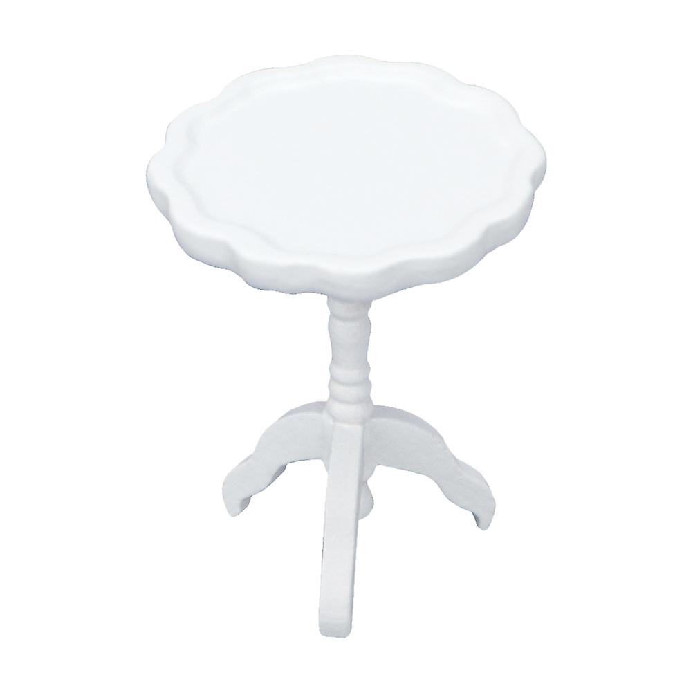 White Mini Furniture Small Round Table for Decoration Synthetic Material Durable Kids .5 Inch