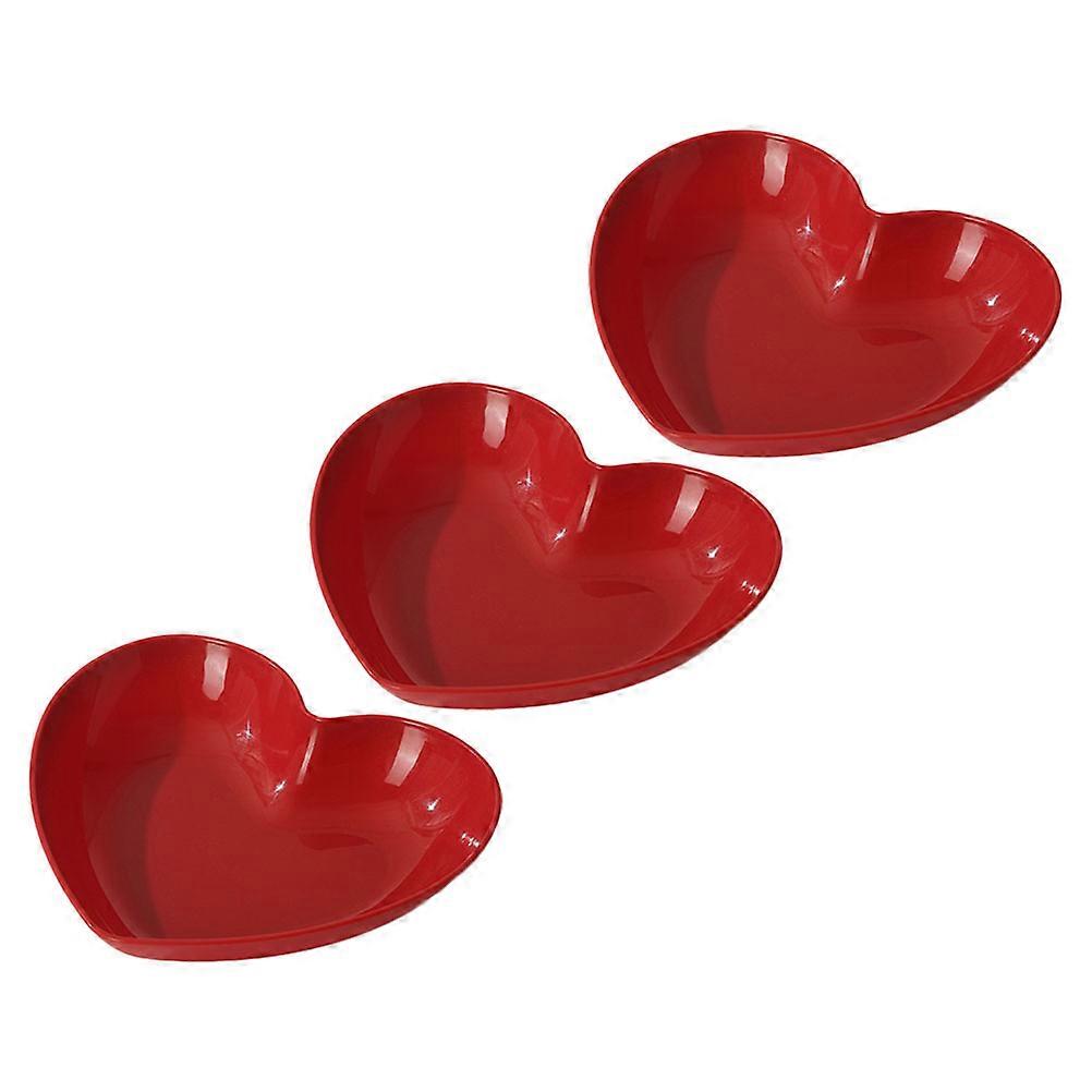Heart Shaped Plate 3Pcs Elegant Food Serving Dish Romantic Decor Suitable For Parties And Table Settings Red Color