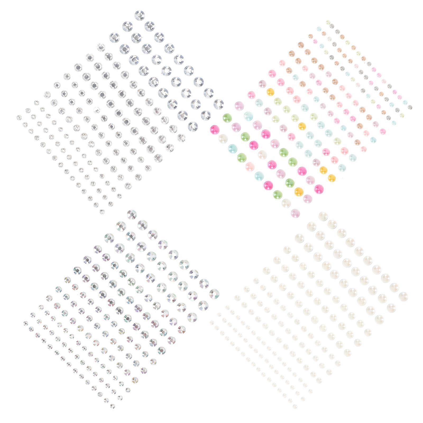 Rhinestone Stickers for DIY ABS Material Assorted Color Great for Nail Art and Crafts 4 Sheets