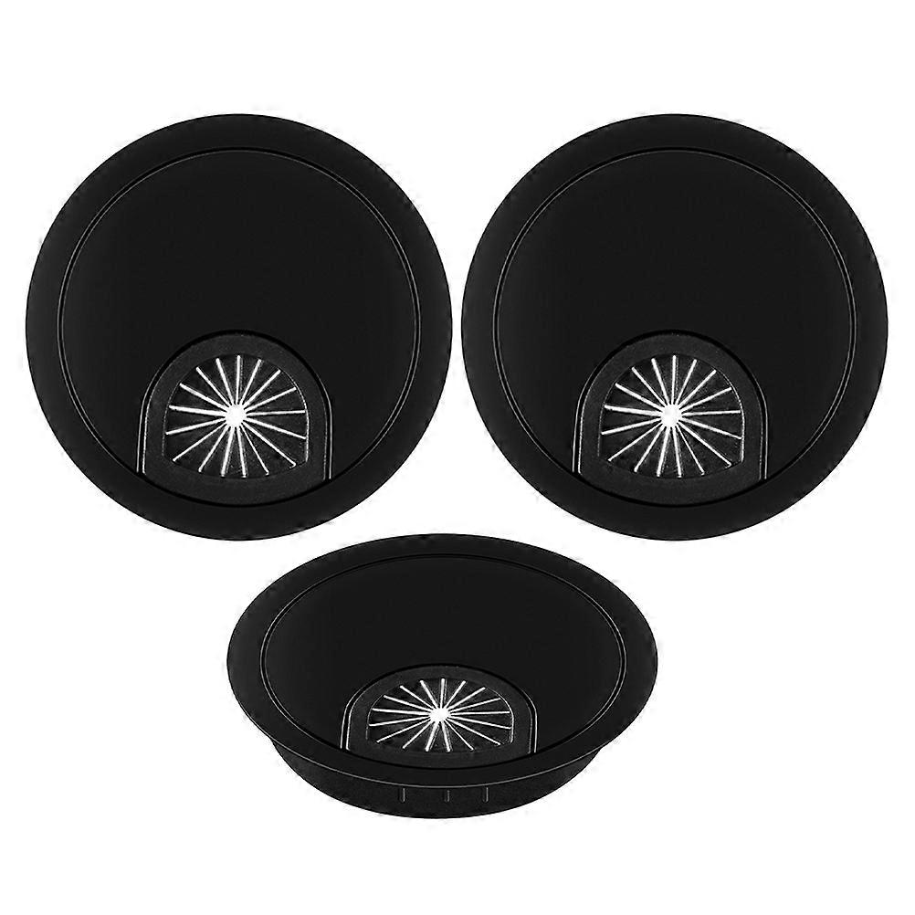 Efficient 3Pcs Desk Grommet Cover For Workspace Cable Management Round Durable Solutions in Black